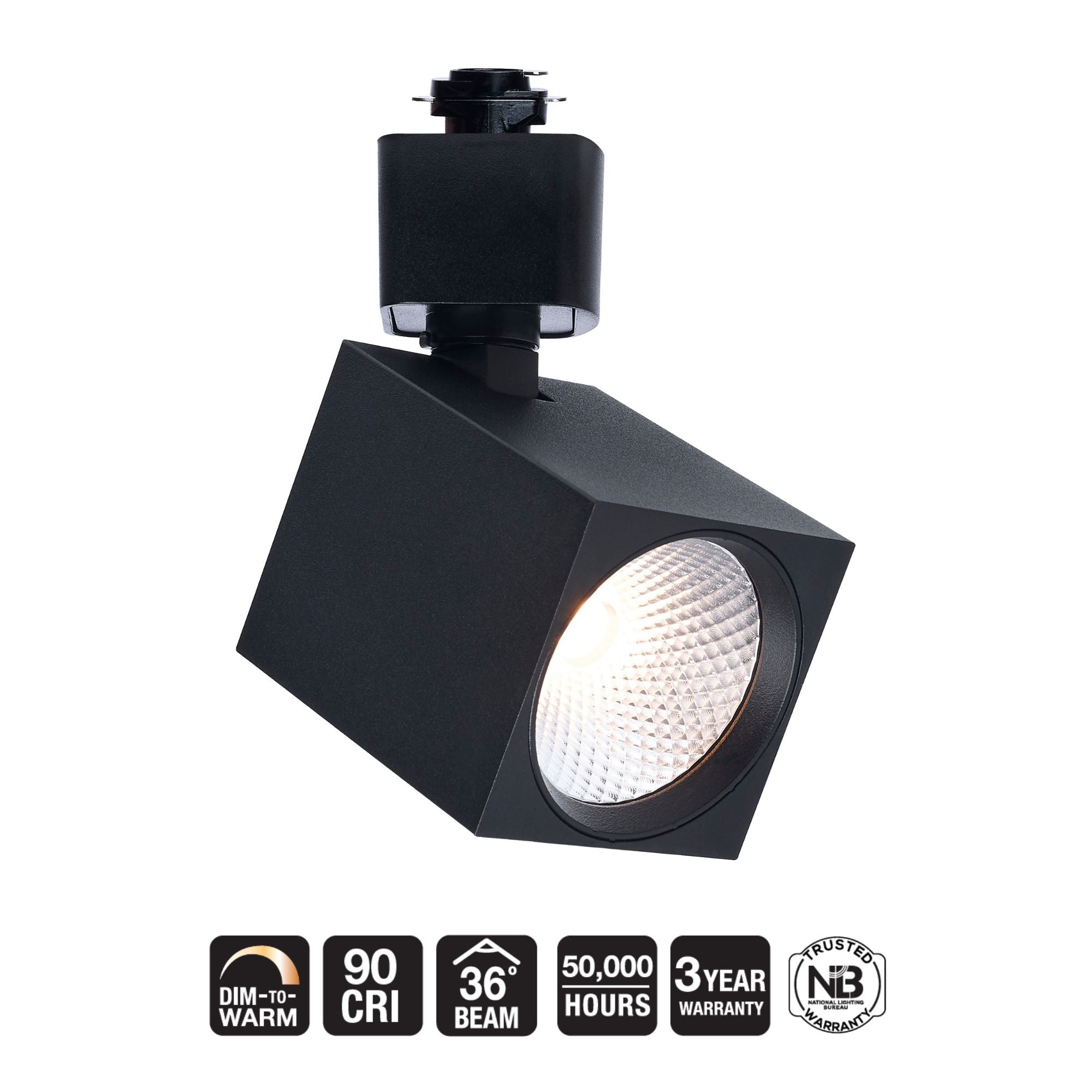 Satco Square Track Head, H-Type, Black, Selectable CCT, 500 Lumens, 36° Beam Angle