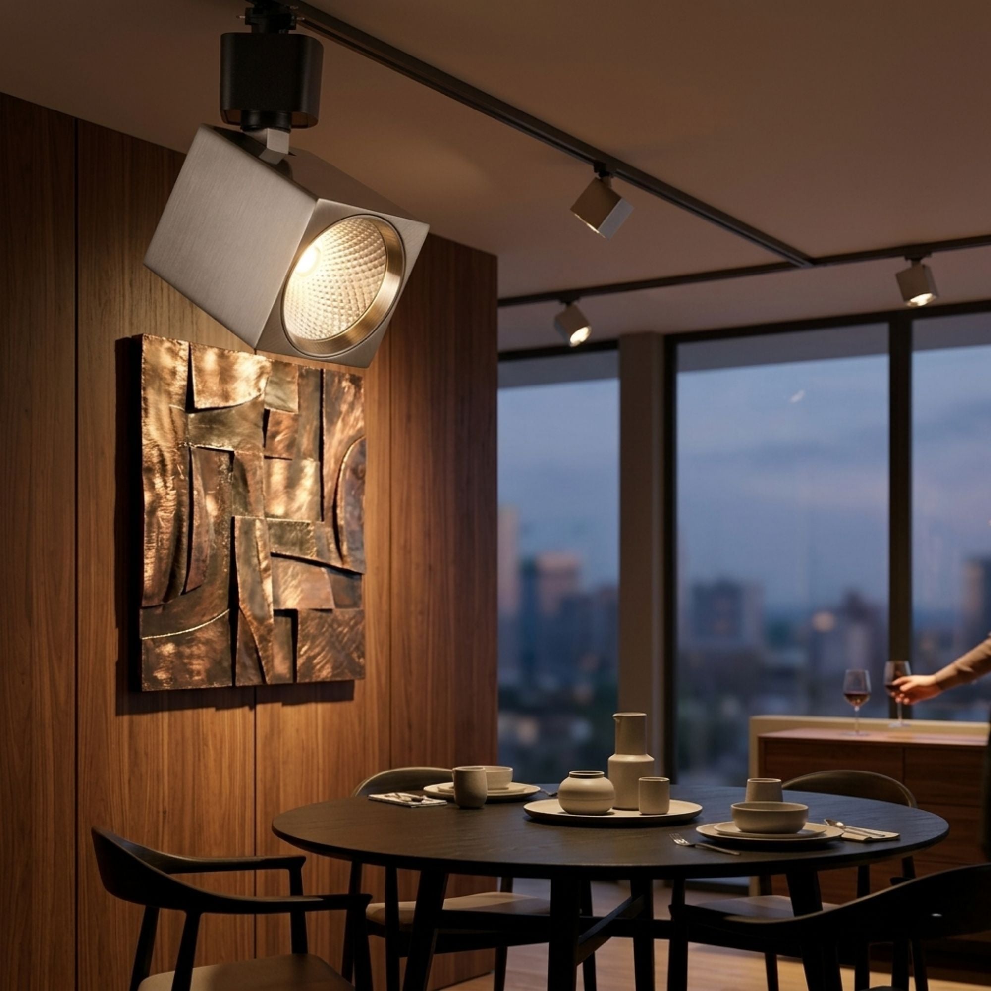 Satco Square Track Head, H-Type, Brushed Nickel, Selectable CCT, 500 Lumens, 36° Beam Angle