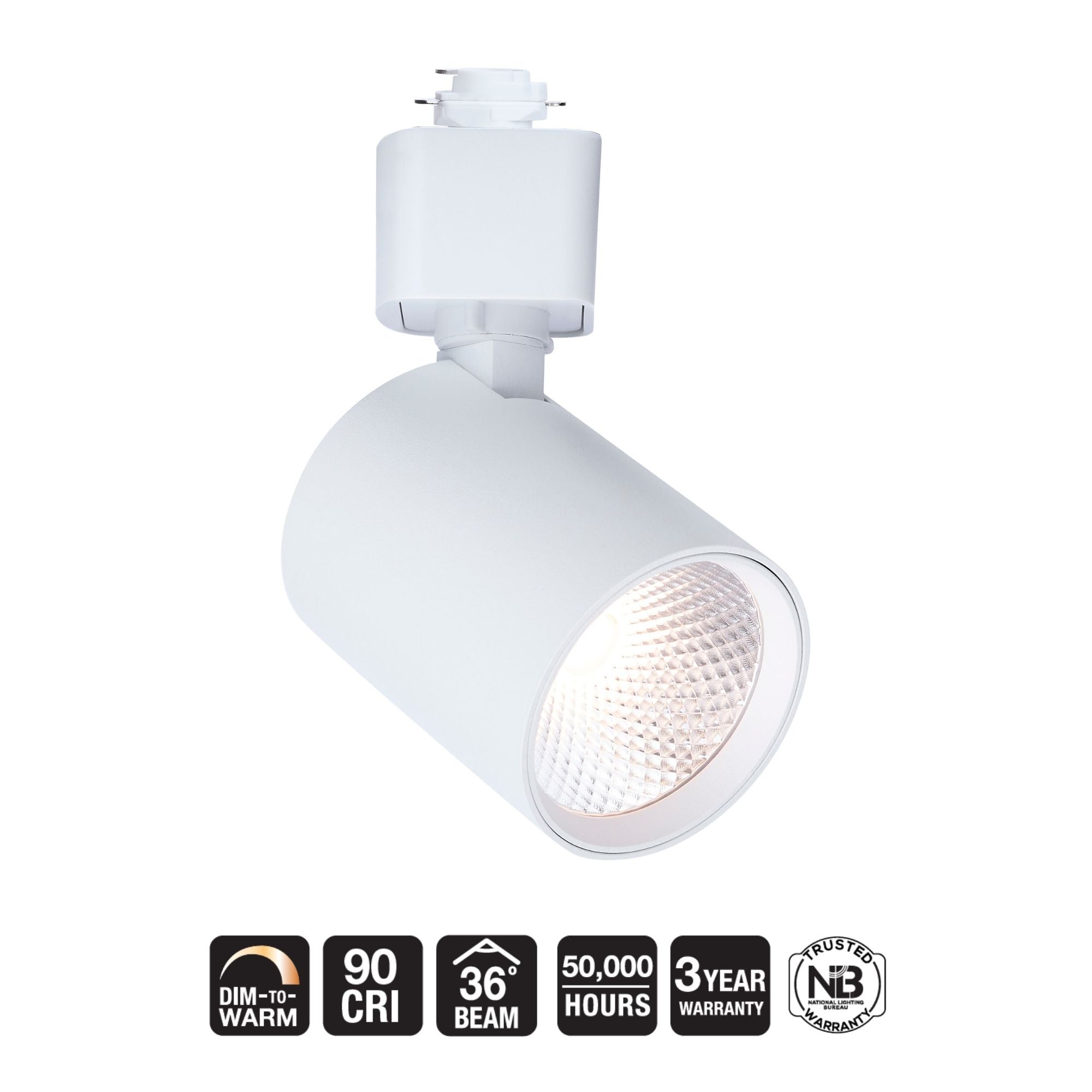 Satco Round Track Head, H-Type, White, Selectable CCT, 500 Lumens, 36° Beam Angle