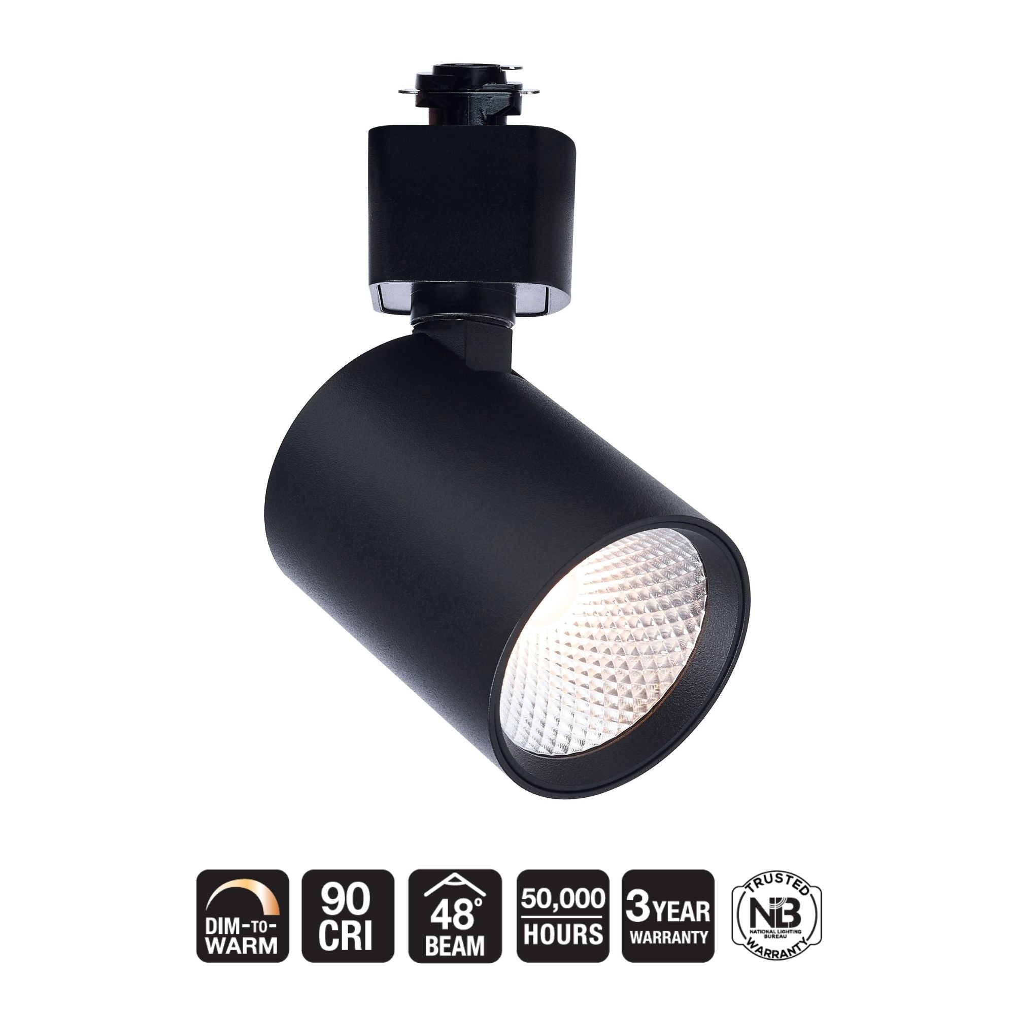 Satco Round Track Head, H-Type, Black, Selectable CCT, 500 Lumens, 48° Beam Angle