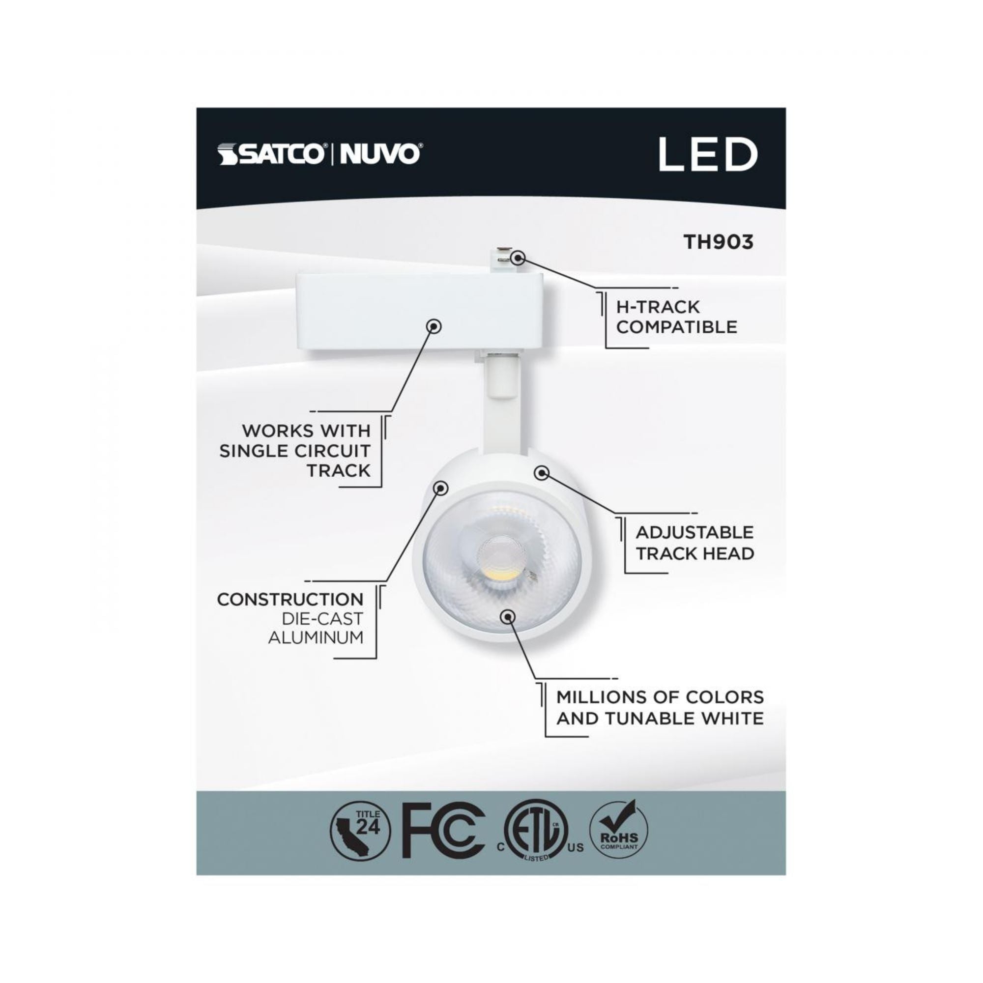 Starfish Smart Round LED Track Head, 1100 Lumens, RGBTW, Halo, 36°, White