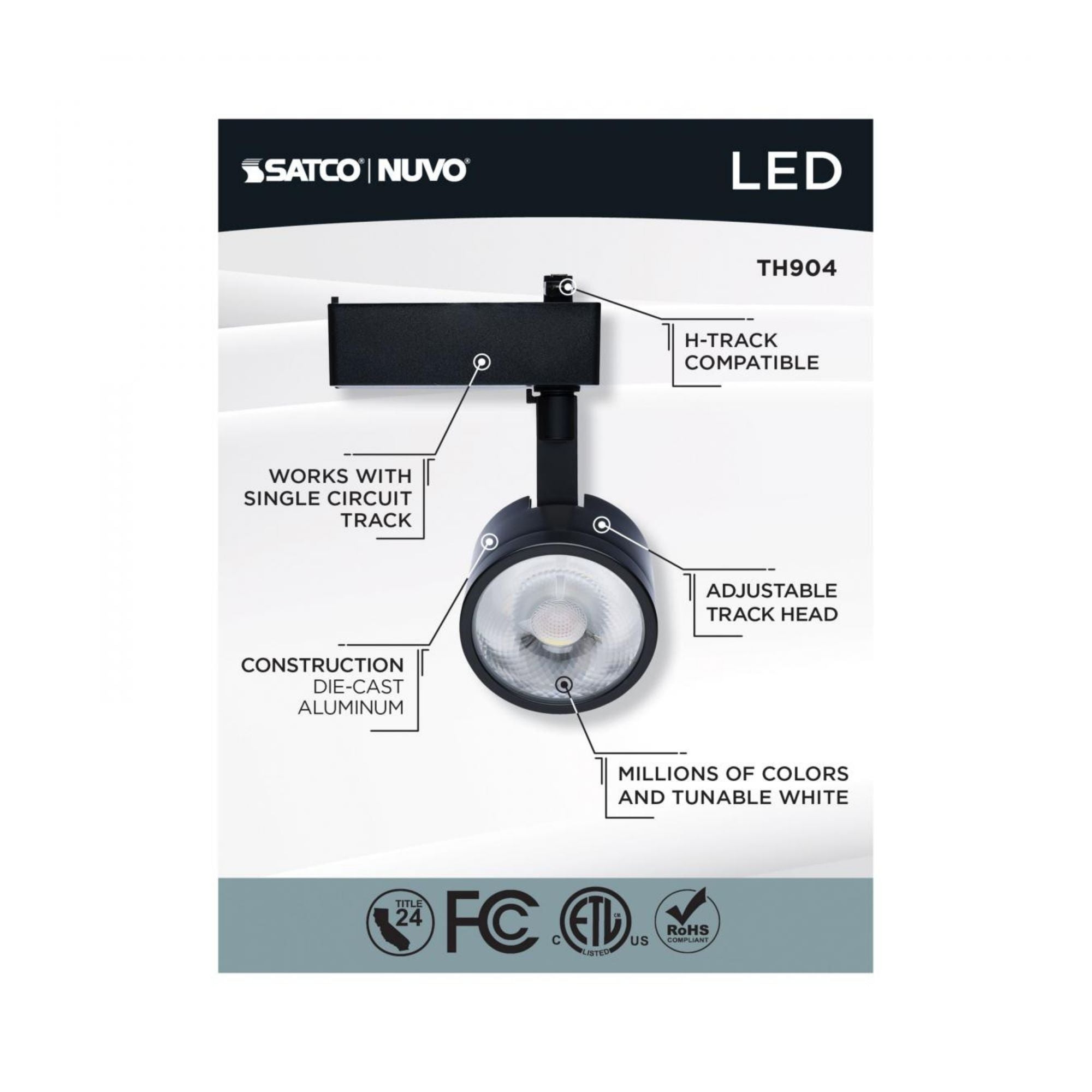 Starfish Smart Round LED Track Head, 1100 Lumens, RGBTW, Halo, 36°, Black