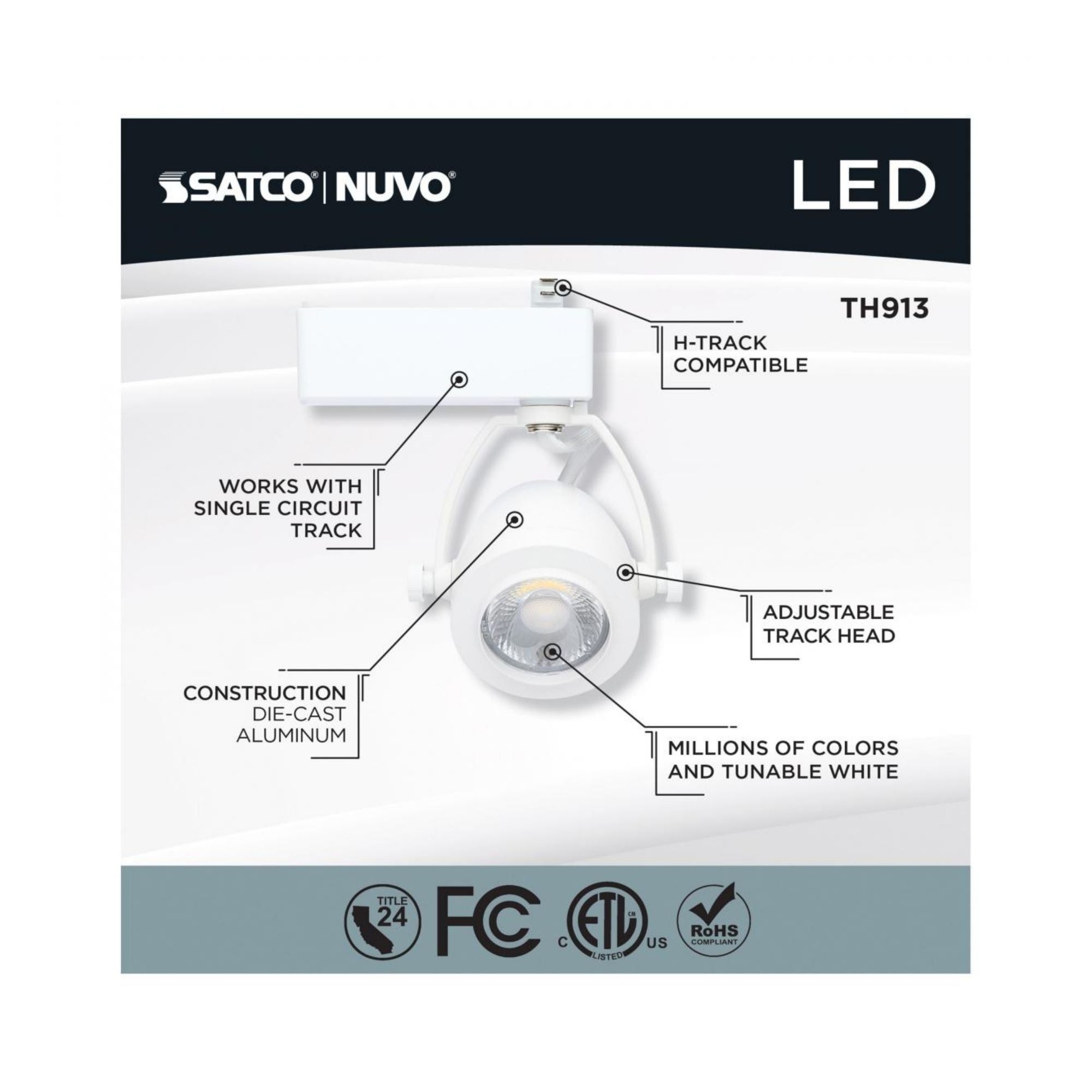 Starfish Smart Pinch Back LED Track Head 12W 1100 Lumens RGBTW, Halo, 36°, White