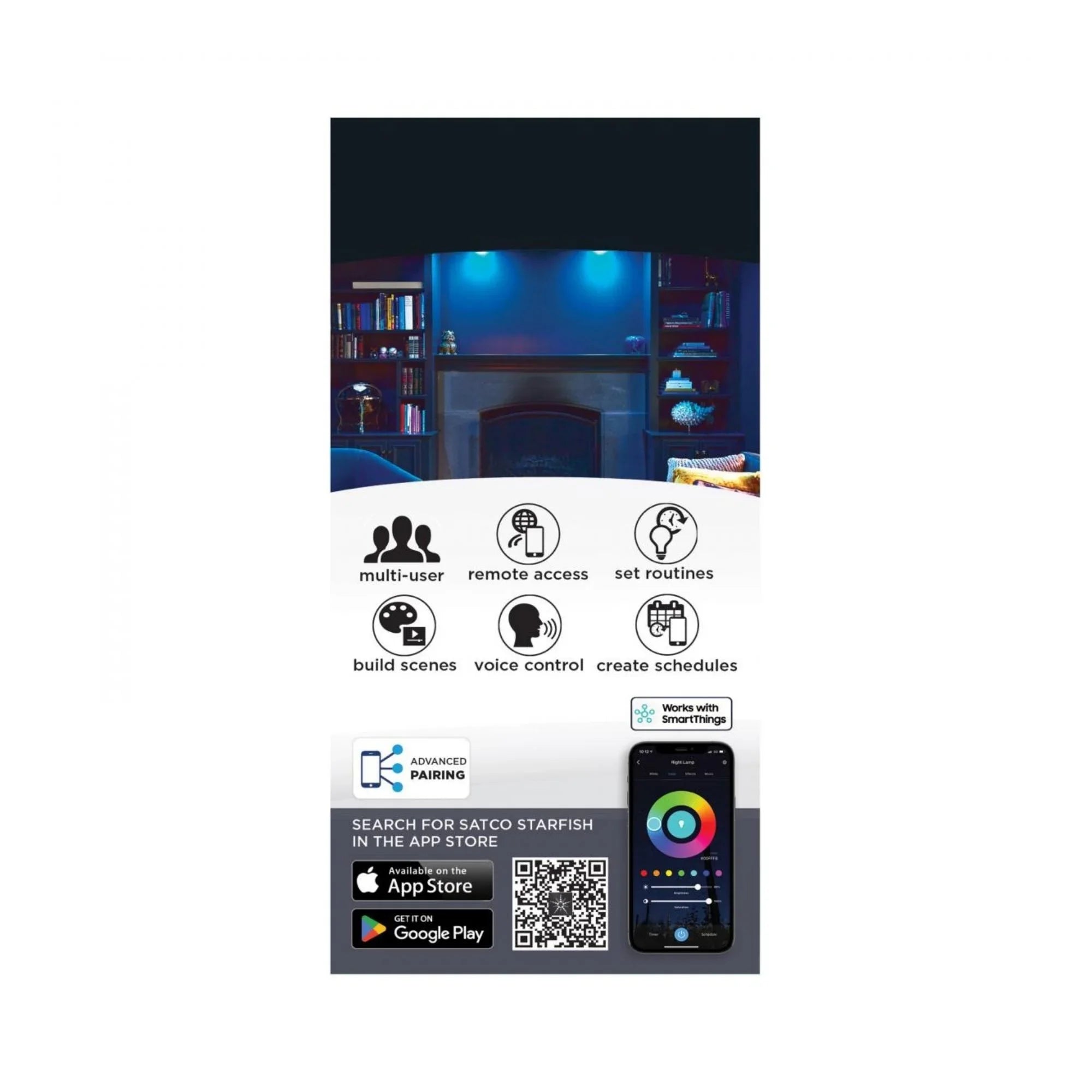 Starfish Smart Pinch Back LED Track Head 12W 1100 Lumens RGBTW, Halo, 36°, Black