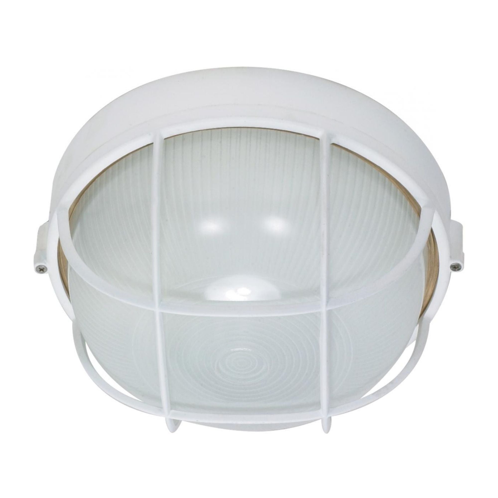 10" Round Cage Bulkhead Light, Semi Gloss White