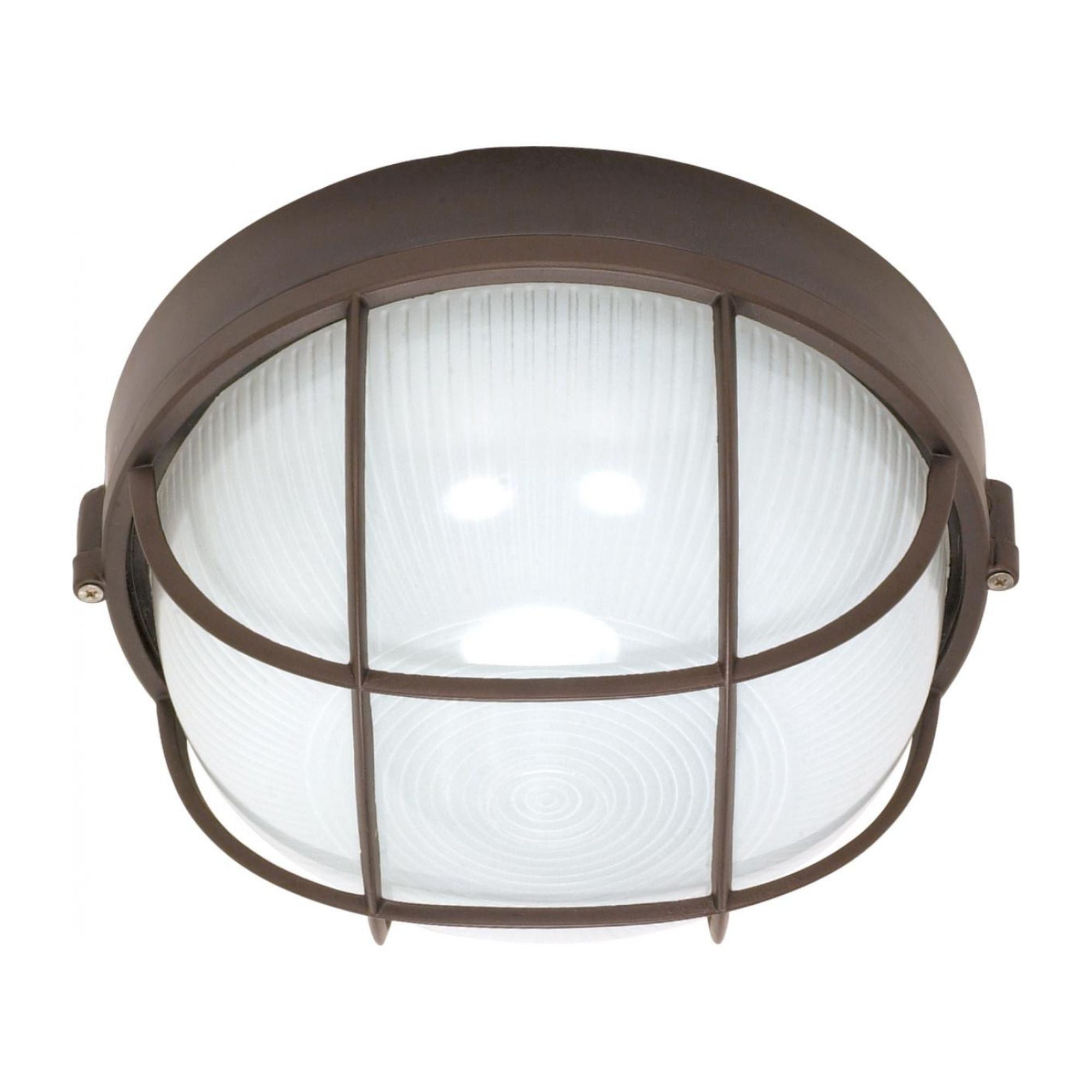 10" Round Cage Bulkhead Light, Architectural Bronze