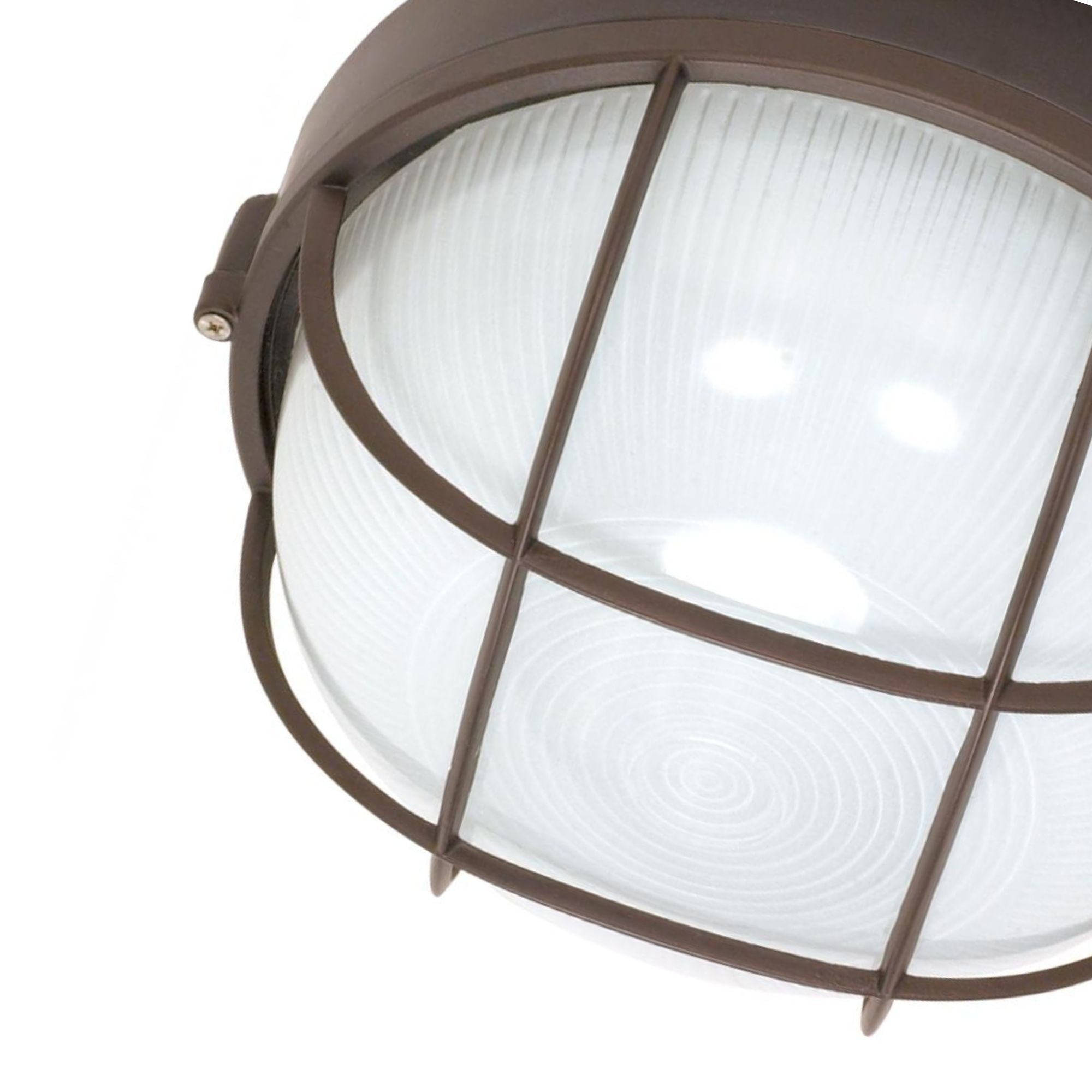 10" Round Cage Bulkhead Light, Architectural Bronze - Bees Lighting