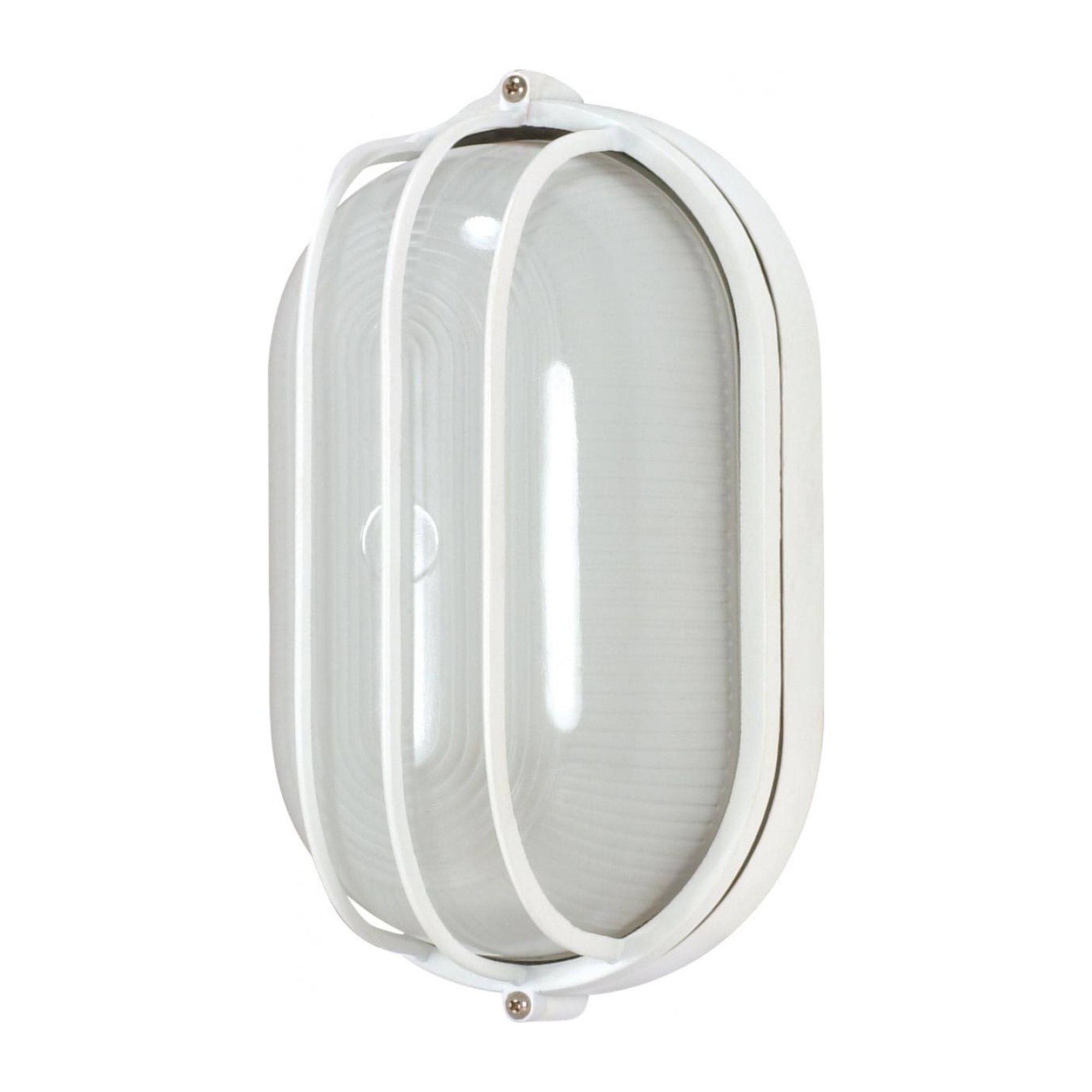 10" Oval Cage Bulkhead Sconce, Semi Gloss White