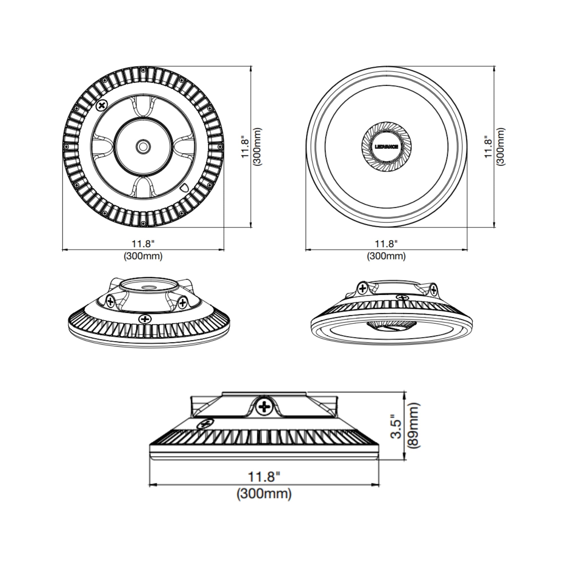 12x12" LED Canopy Light, 50W, 8000 Lumens, 30K/40K/50K, 120-347V