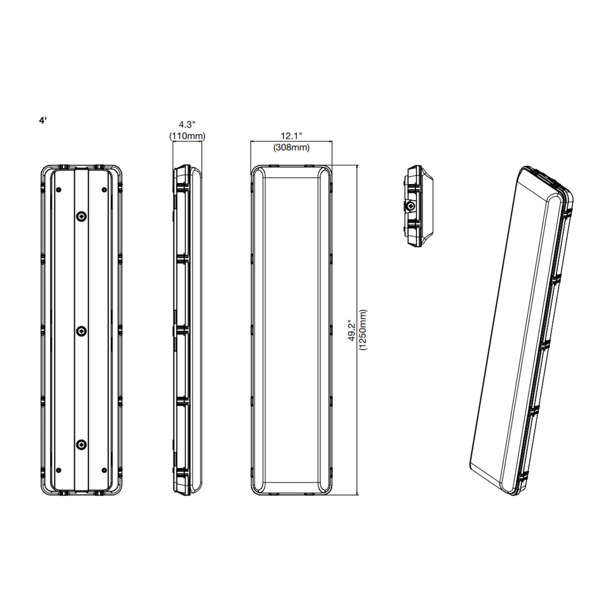 4ft Vapor Tight LED High Bay, 160W, 24000 Lumens, 30K/40K/50K, 120-347V - Bees Lighting