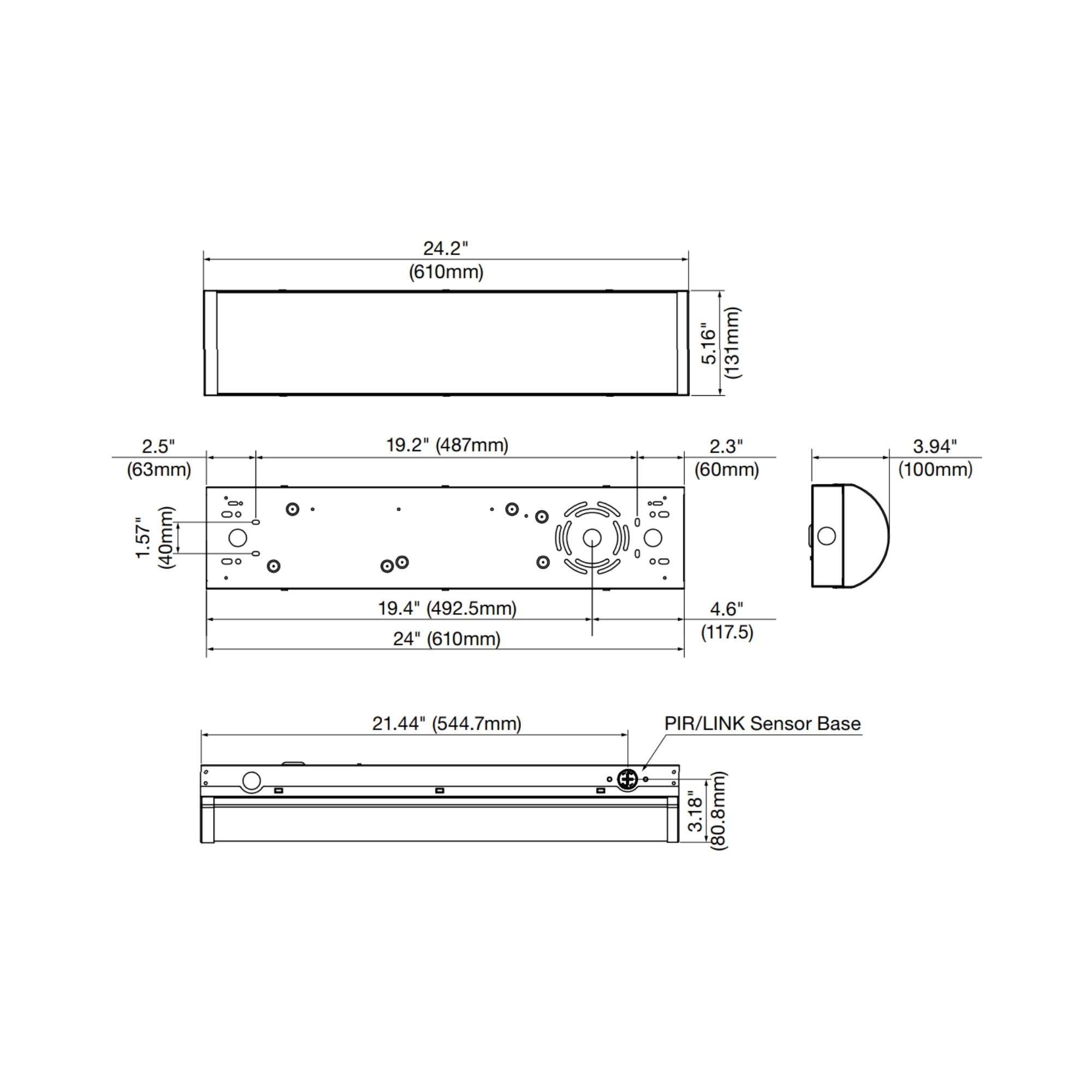 2ft LED Wraparound Light, 30W, 4200 Lumens, 35K/40K/50K, 120-347V - Bees Lighting