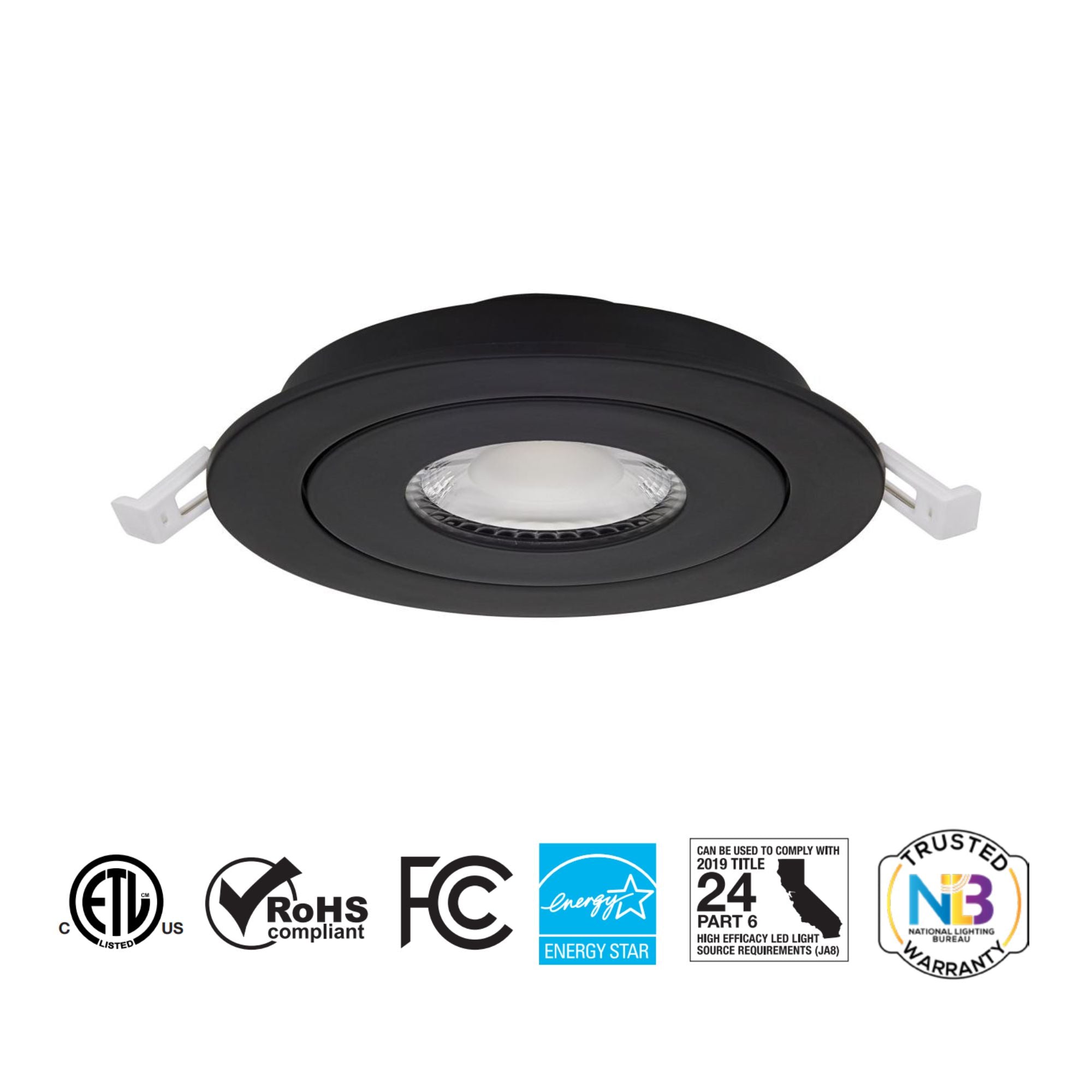 3" Gimbal LED Downlight, 500 Lumens, Selectable CCT, Black Finish