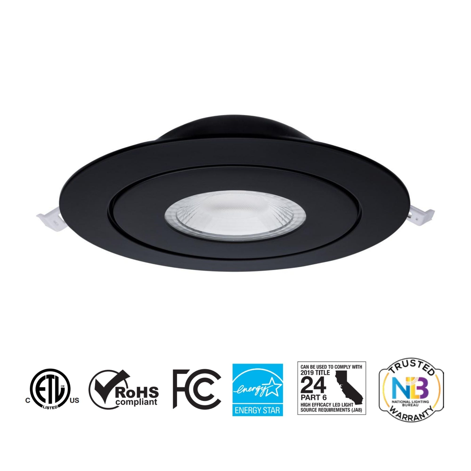 6" Gimbal LED Downlight, 950 Lumens, Selectable CCT, Black Finish