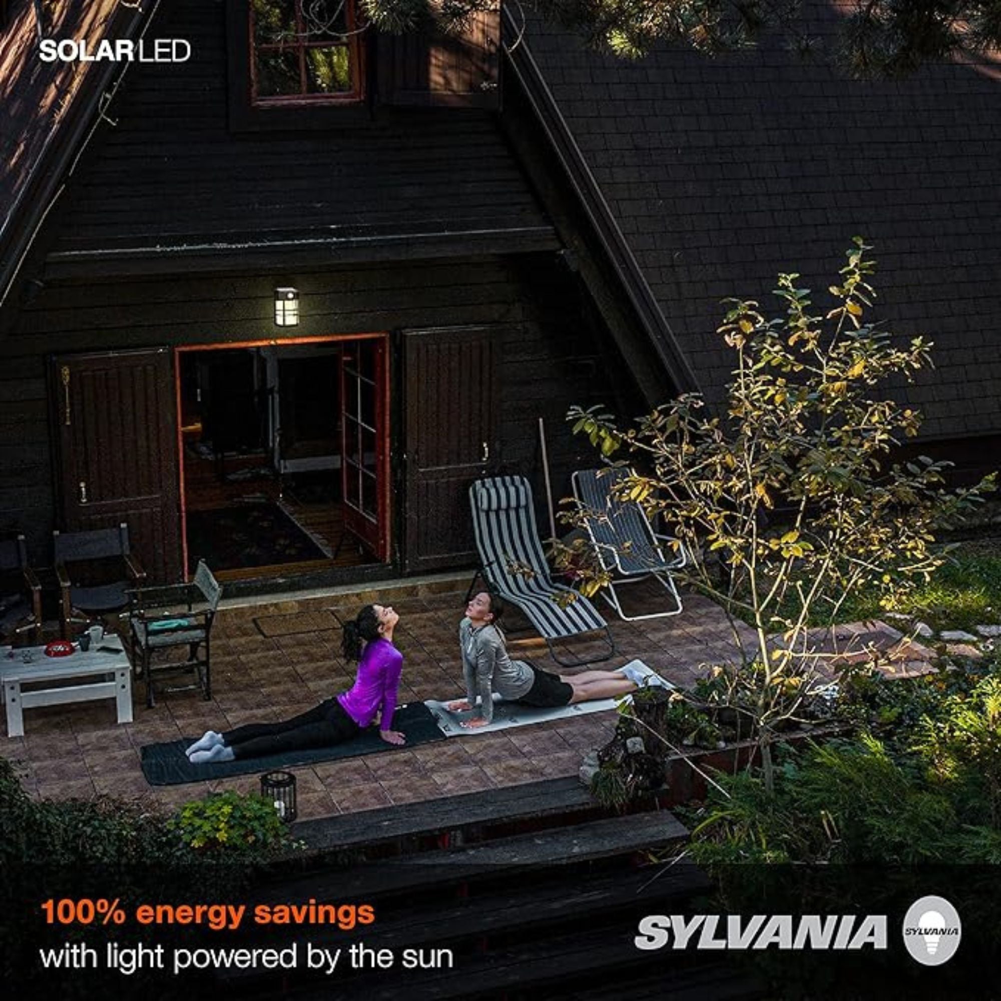 Outdoor Solar LED Wall Lantern, 100 Lumens, 2700K, Black