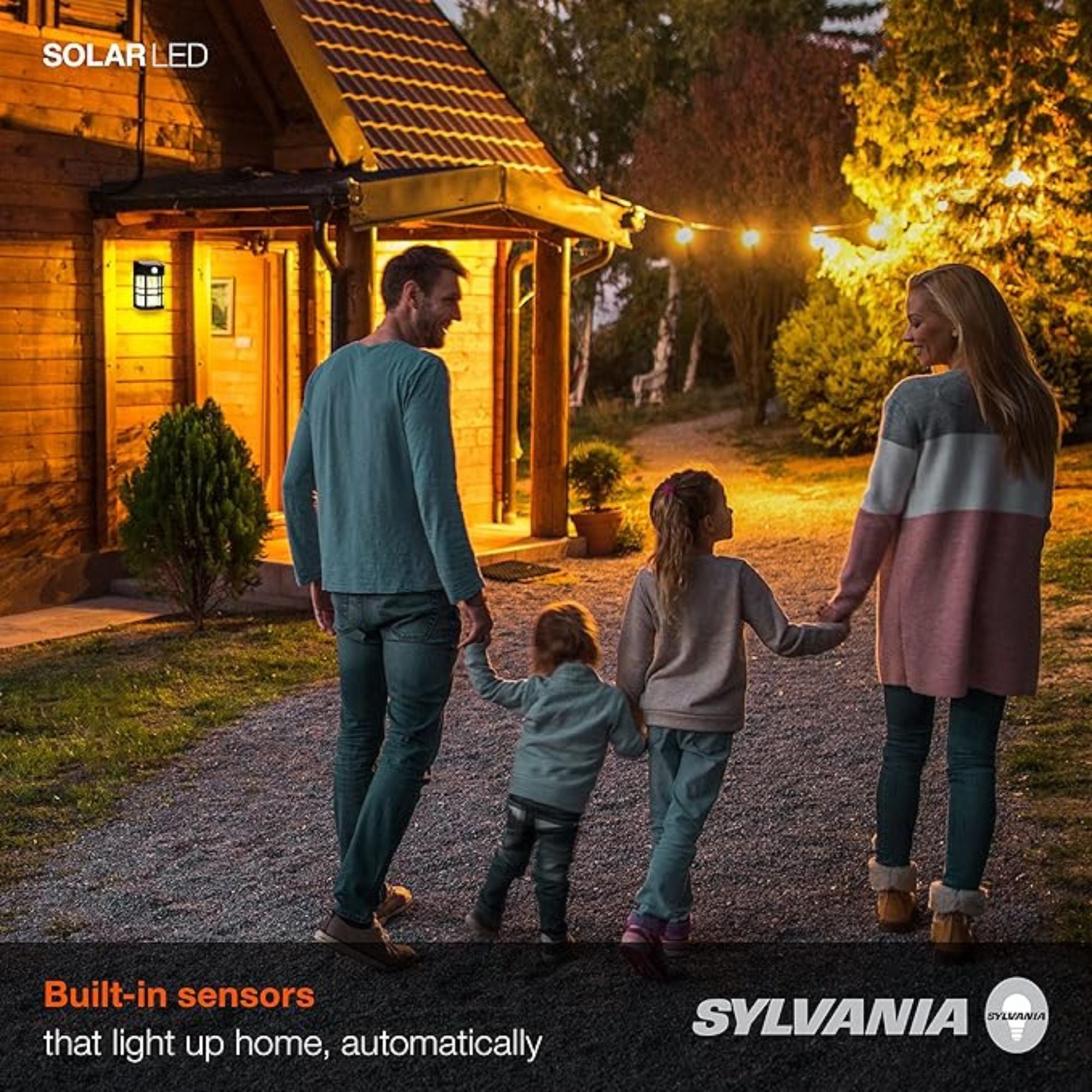 Outdoor Solar LED Wall Lantern, 100 Lumens, 2700K, Black