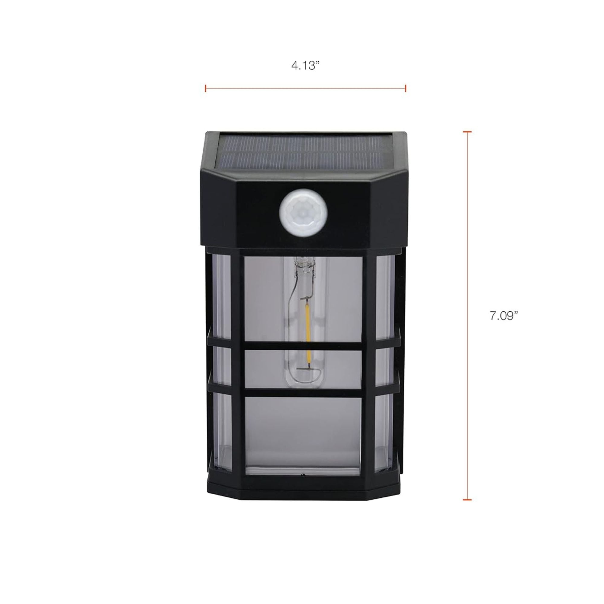 Outdoor Solar LED Wall Lantern, 100 Lumens, 2700K, Black