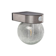 Outdoor Solar LED Wall Globe Sconce, 100 Lumens, 2700K, Silver