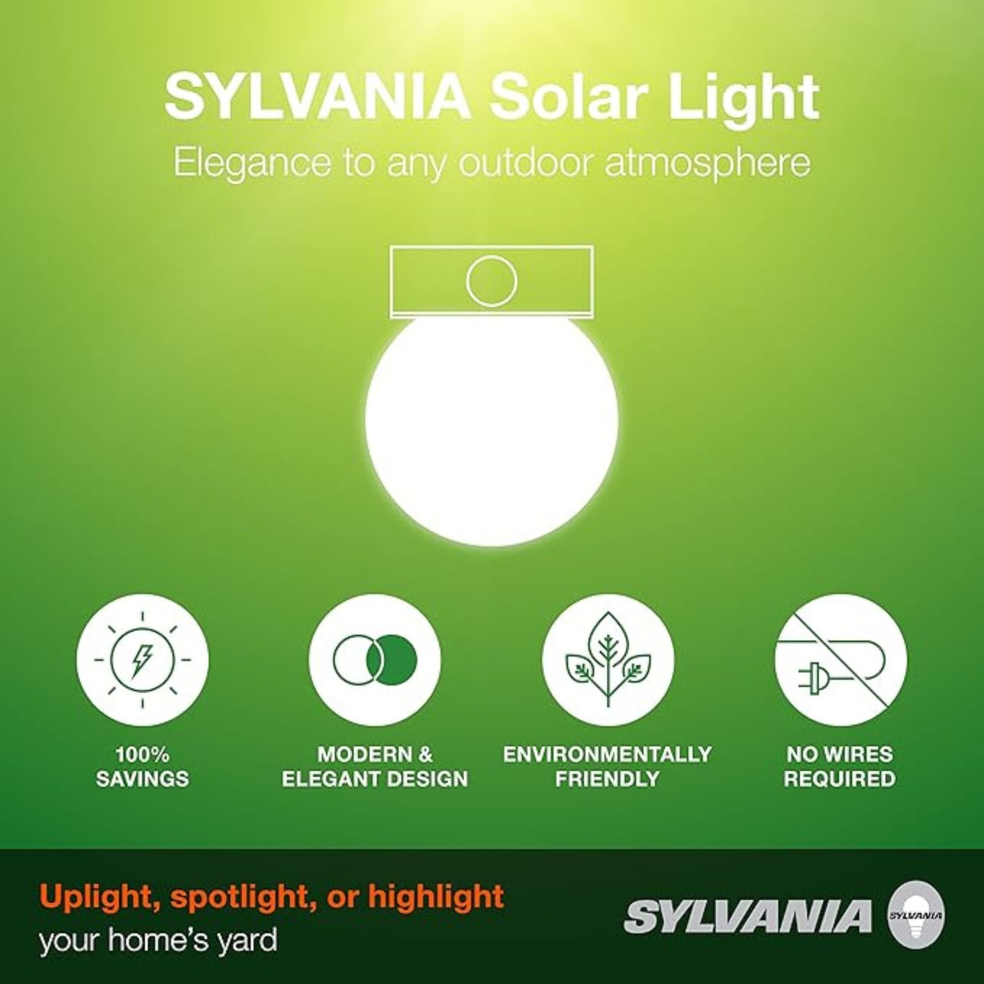 Outdoor Solar LED Wall Globe Sconce, 100 Lumens, 2700K, Silver