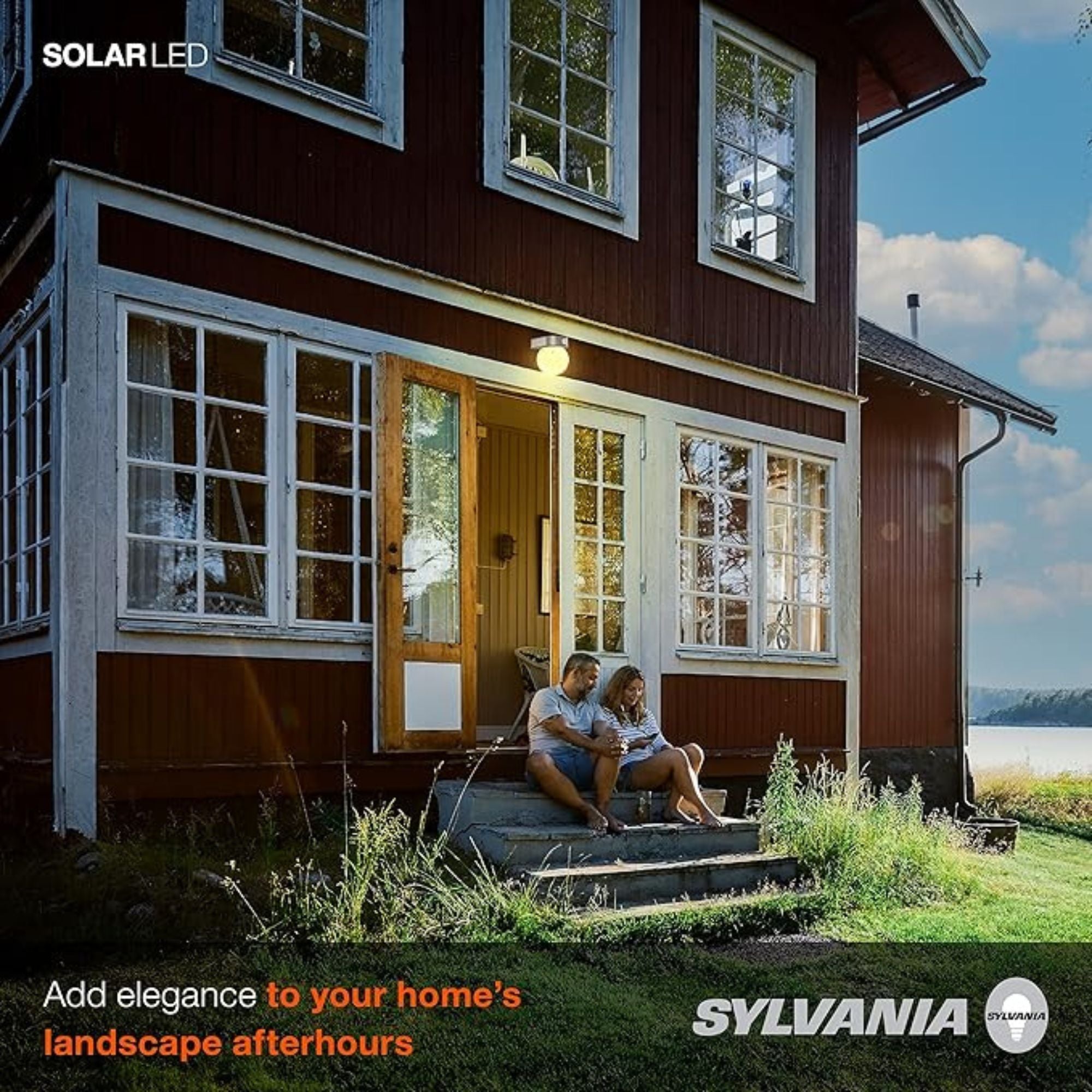 Outdoor Solar LED Wall Globe Sconce, 100 Lumens, 2700K, Silver