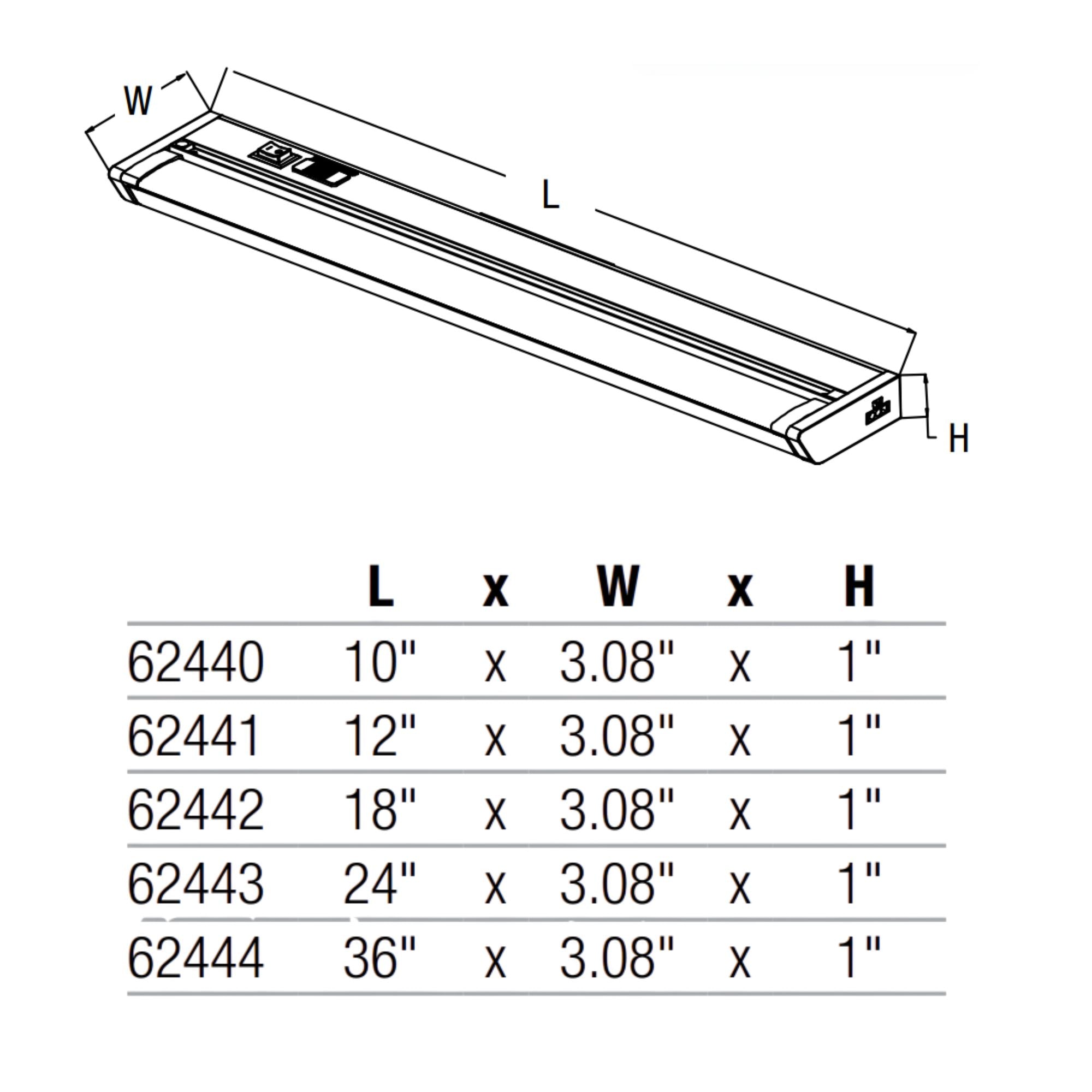 12 Inch Under Cabinet LED Light with Tilting Lens, 600 Lumens, Selectable CCT, 120V