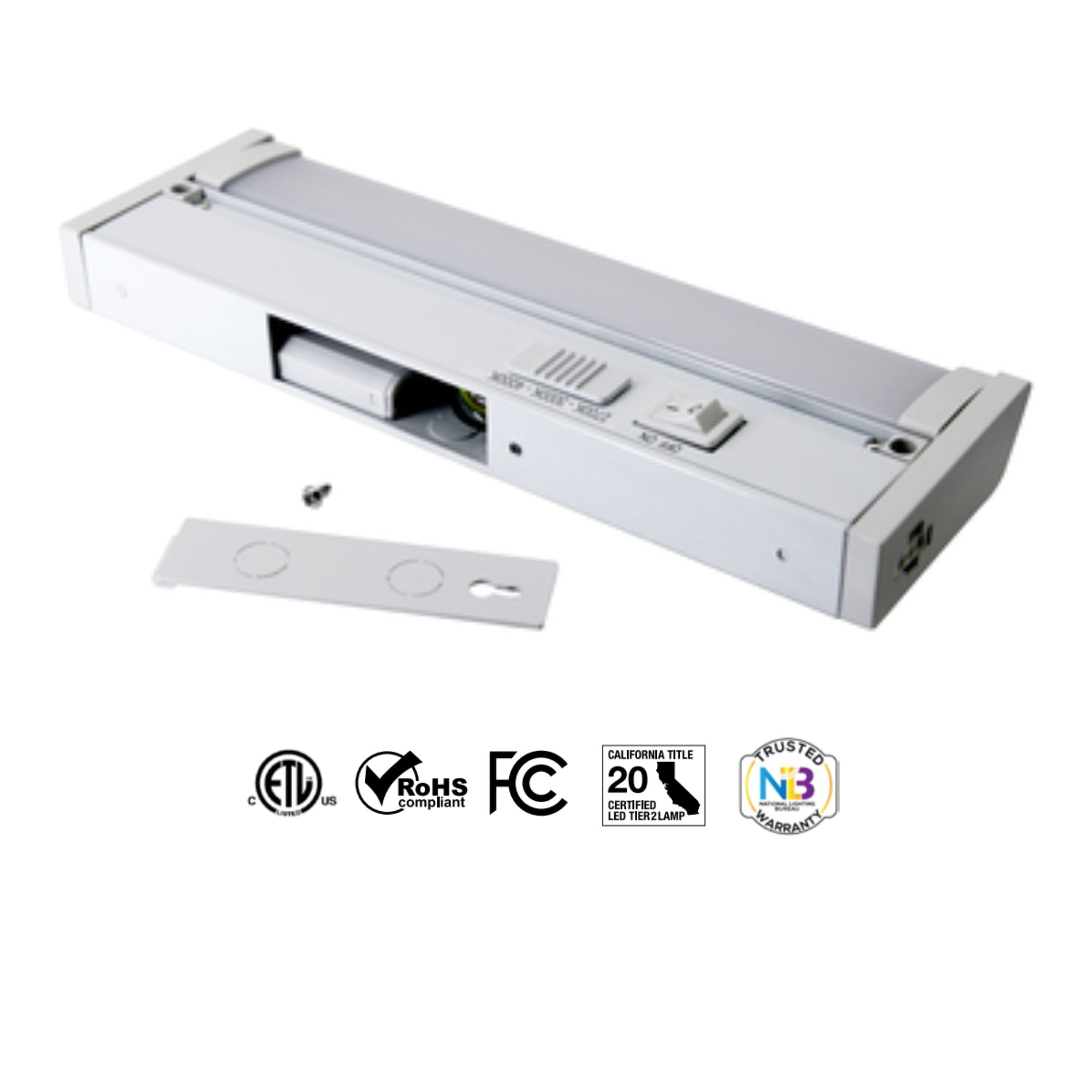 36 Inch Under Cabinet LED Light with Tilting Lens, 1900 Lumens, Selectable CCT, 120V