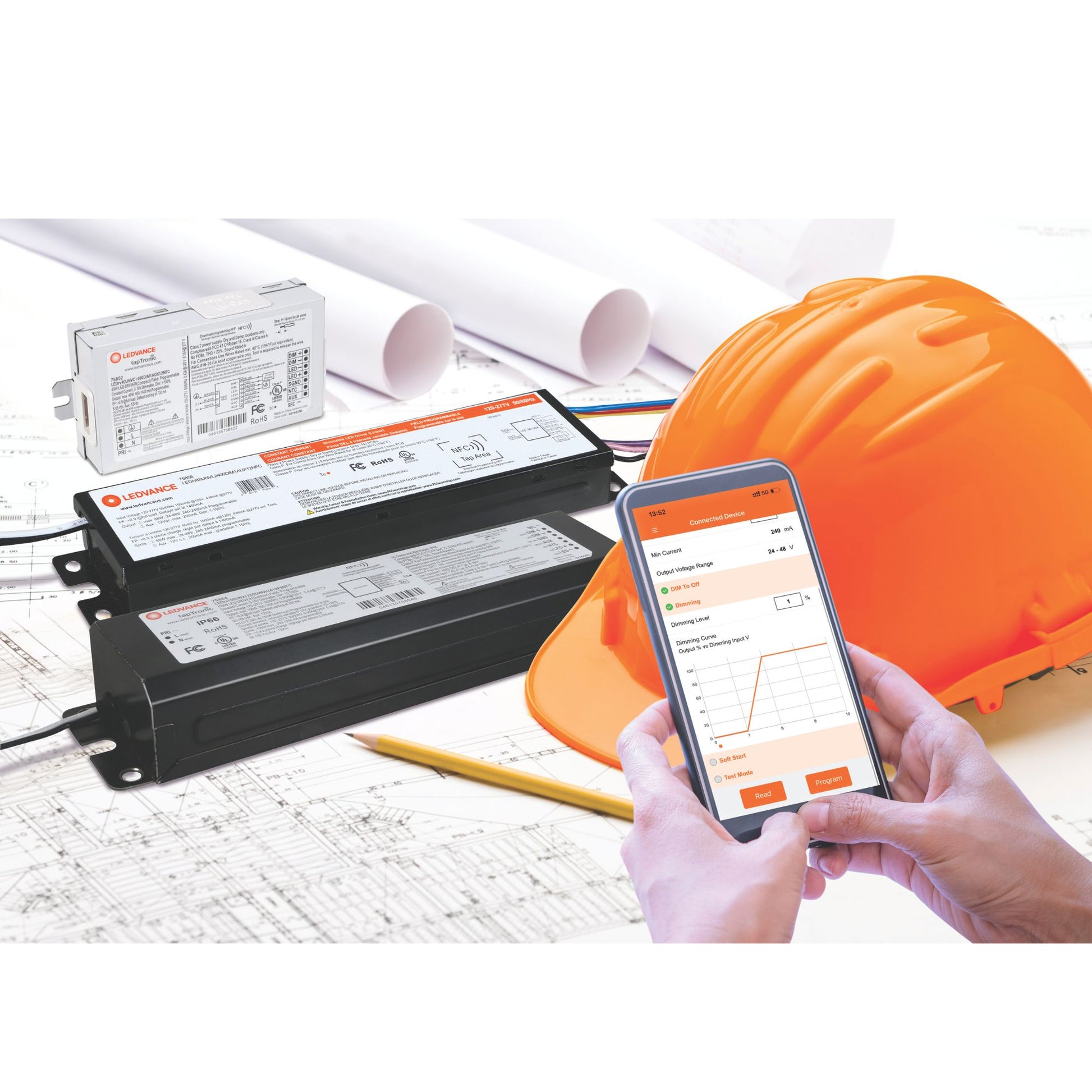 tapTronic Linear NFC 2-Channel LED Driver, 55W, 140-1400mA, 5-88 VDC, 120-347V - Bees Lighting