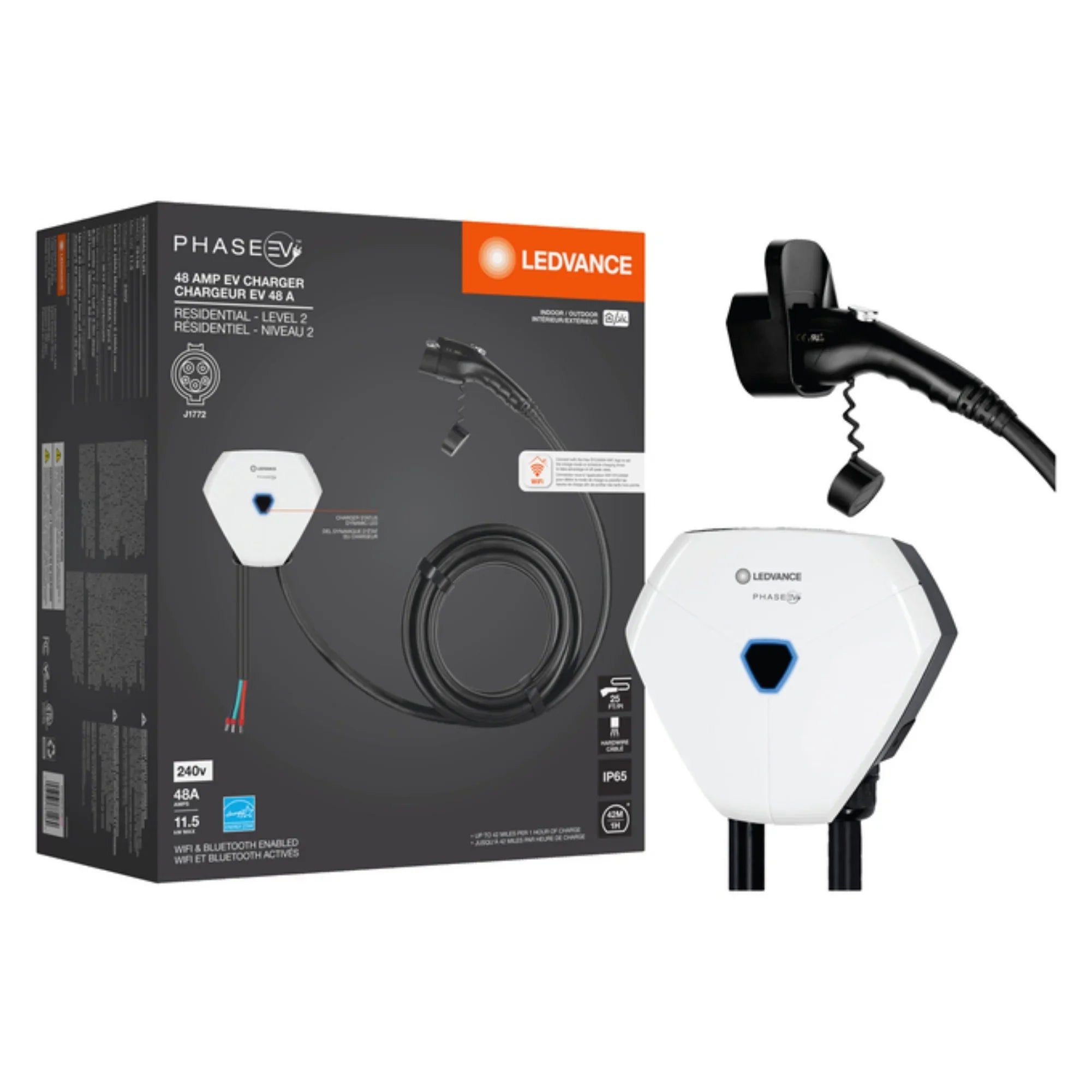 LEDVANCE PHASE EV 48 Amp Level 2 Residential Charging Station - WiFi Enabled Smart EV Charger
