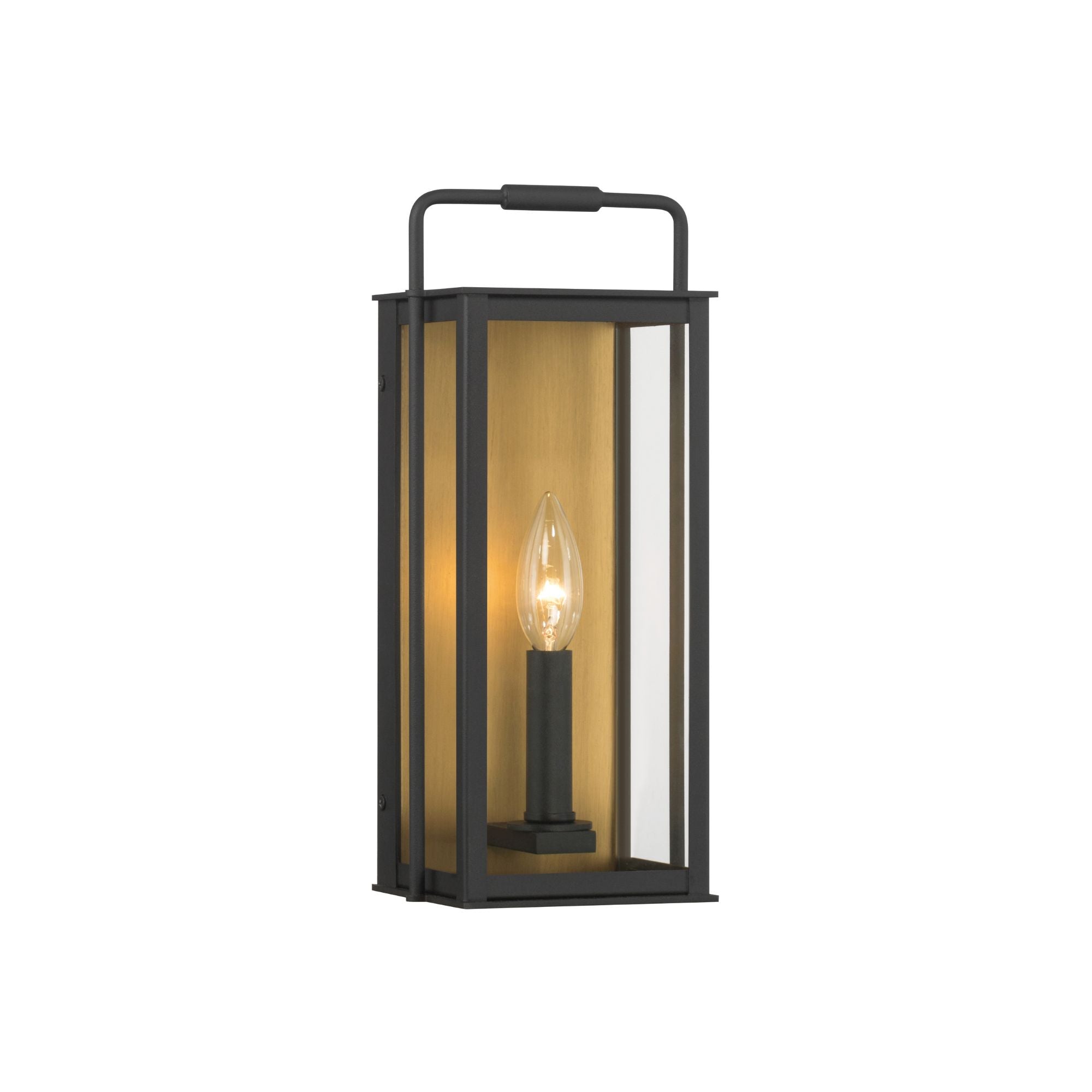 The Great Outdoors Aberdeen 13.25 in. Outdoor Wall Sconce, Sand Coal Black with Clear Glass