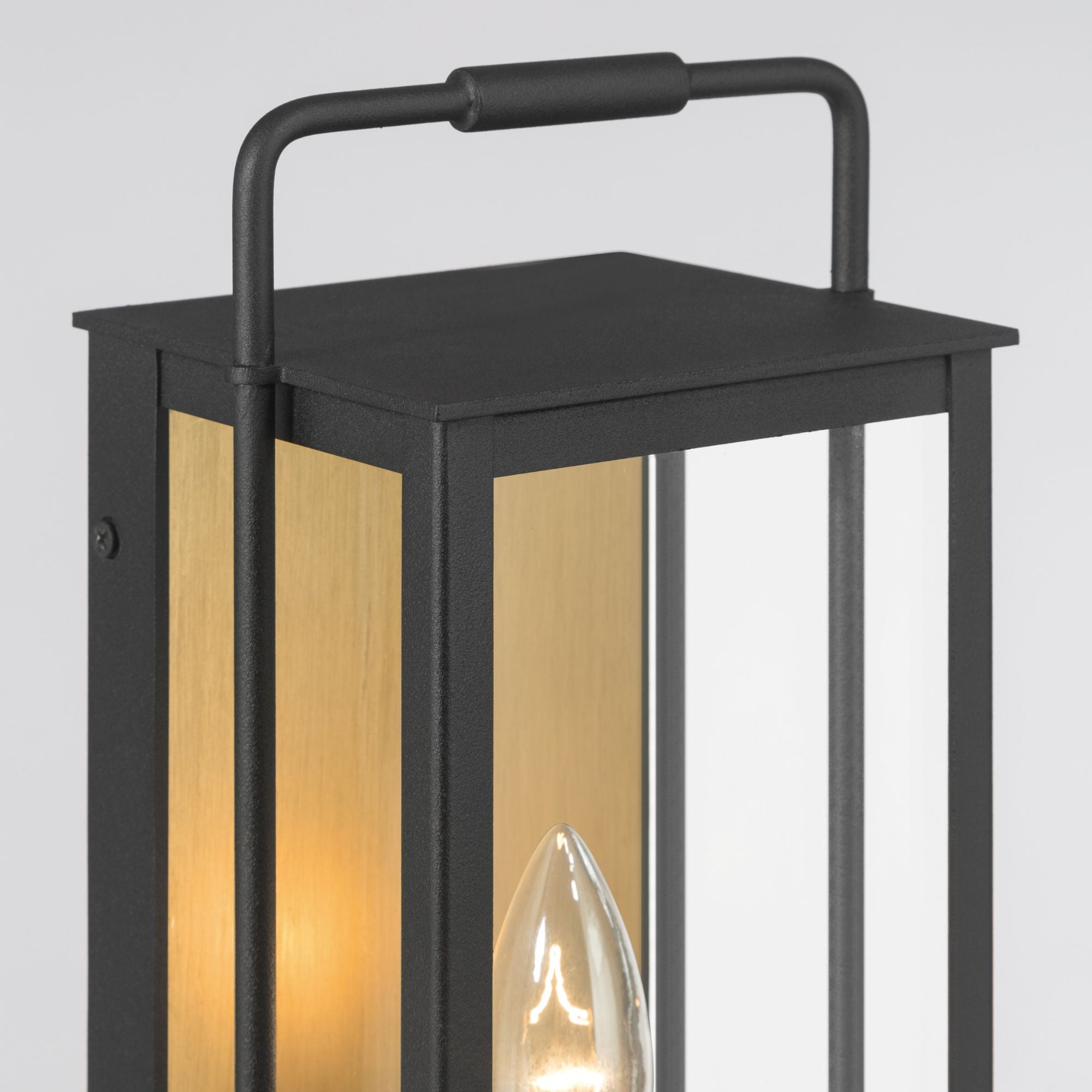 The Great Outdoors Aberdeen 13.25 in. Outdoor Wall Sconce, Sand Coal Black with Clear Glass