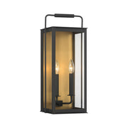 The Great Outdoors Aberdeen 20 in. 2-Light Outdoor Wall Sconce, Sand Coal Black & Painted Legacy Brass with Clear Glass