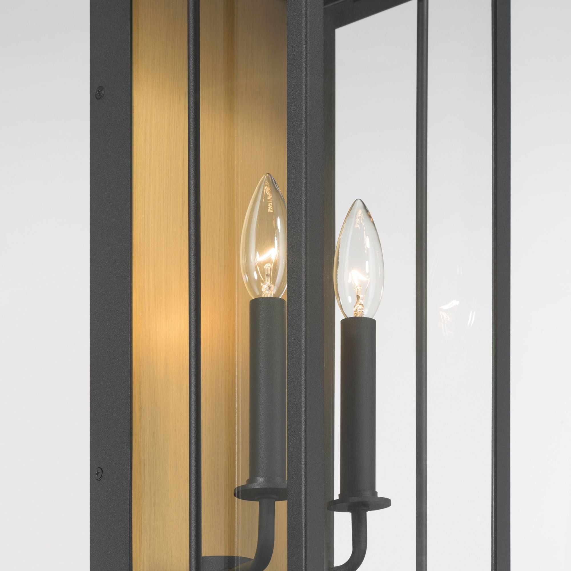 The Great Outdoors Aberdeen 20 in. 2-Light Outdoor Wall Sconce, Sand Coal Black & Painted Legacy Brass with Clear Glass