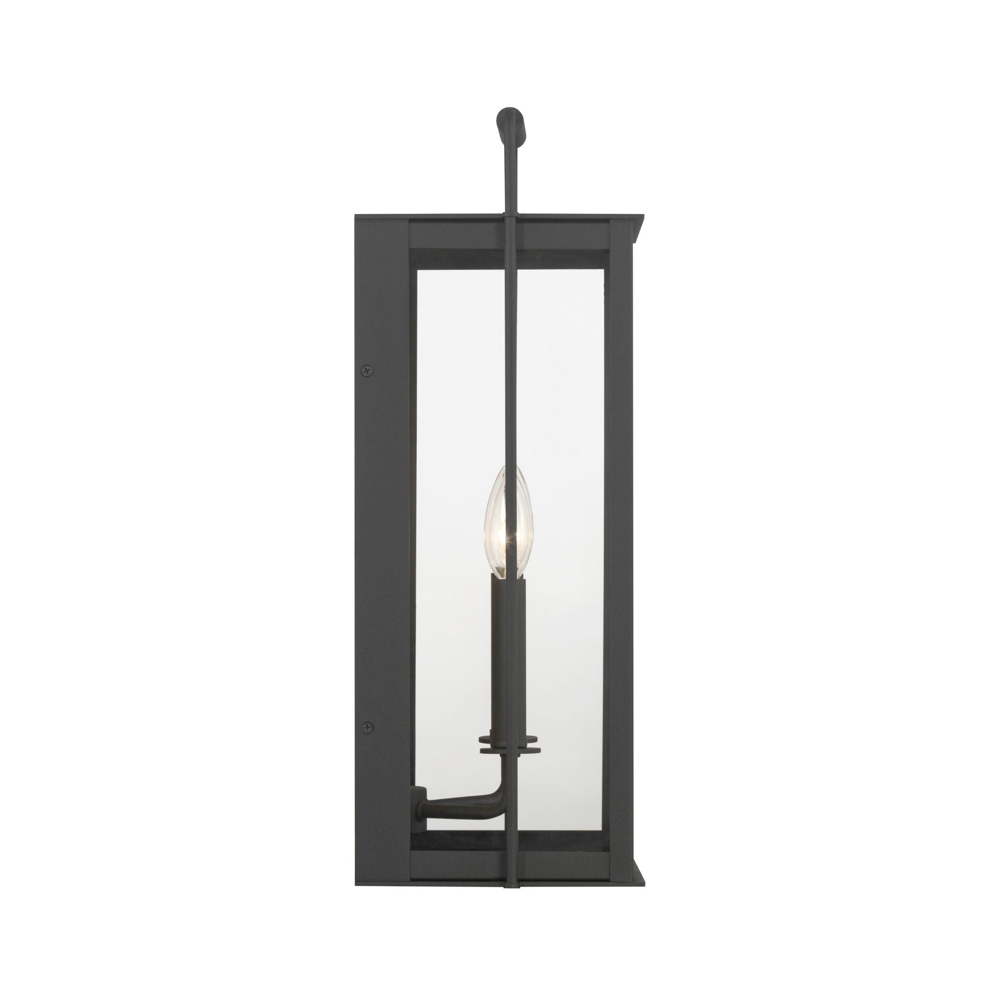 The Great Outdoors Aberdeen 20 in. 2-Light Outdoor Wall Sconce, Sand Coal Black & Painted Legacy Brass with Clear Glass