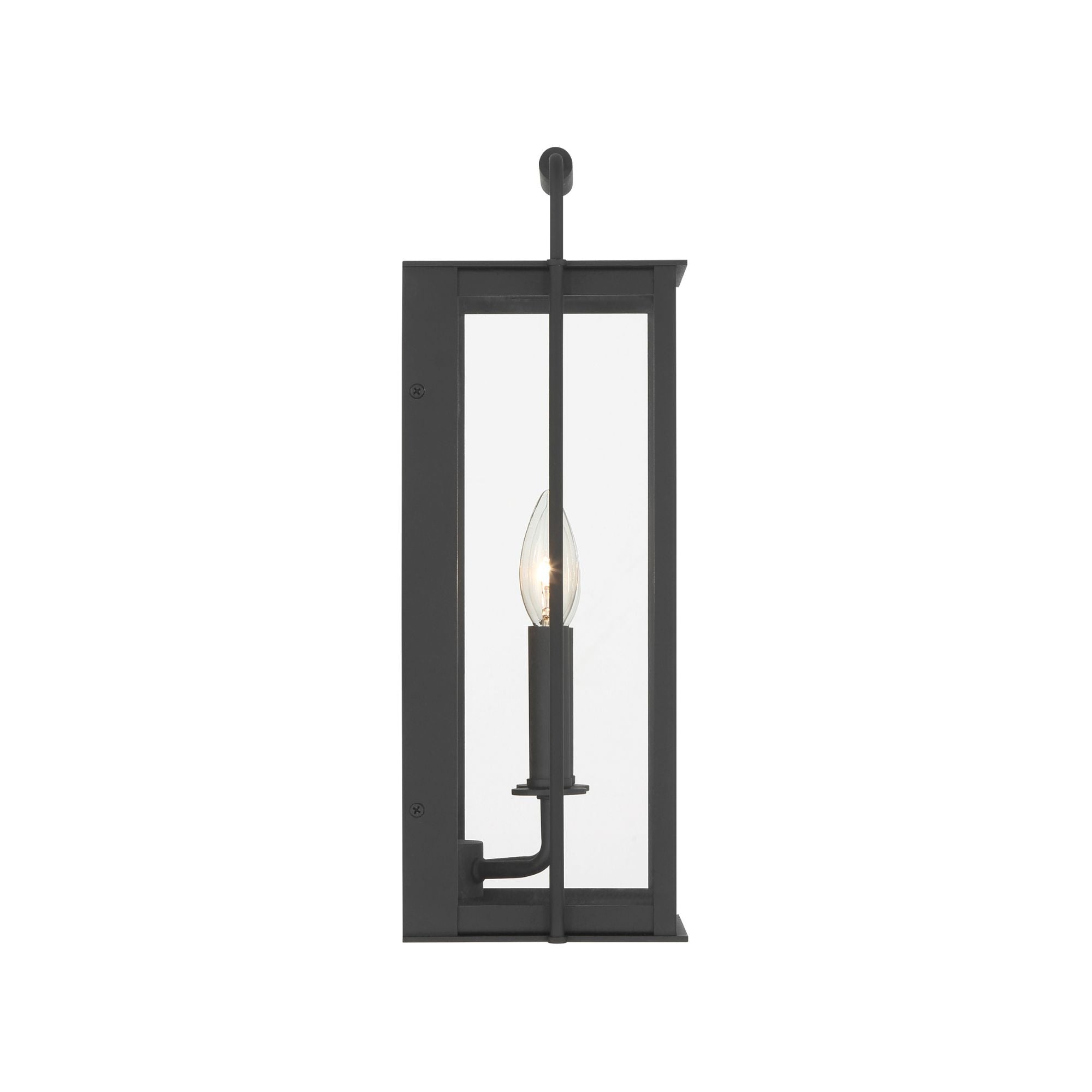 The Great Outdoors Aberdeen 16.5 in. 2-Light Outdoor Wall Sconce, Sand Coal Black & Painted Legacy Brass with Clear Glass