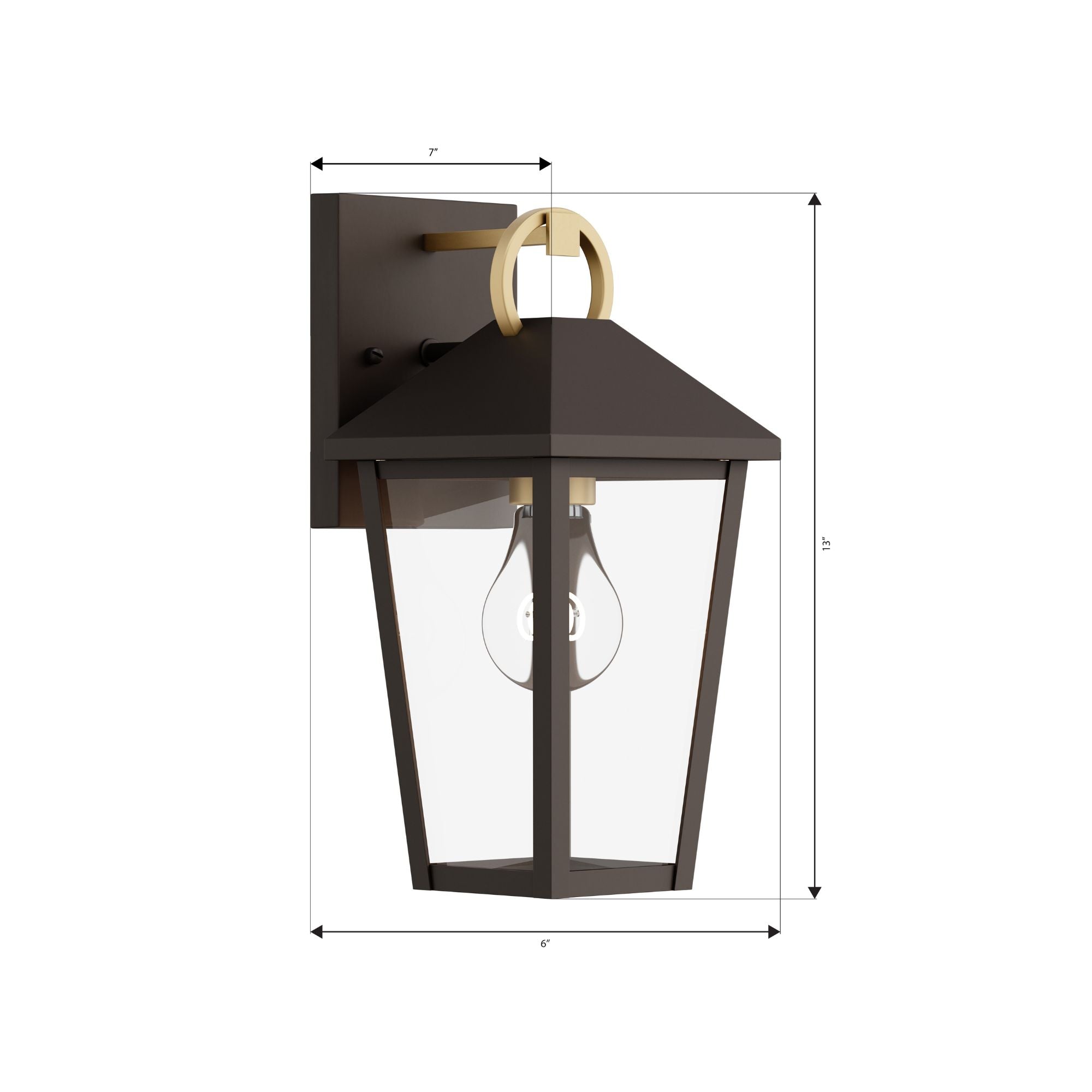 The Great Outdoors Bayra 13 in. Outdoor Lantern, Painted Legacy Brass & Dark Bronze