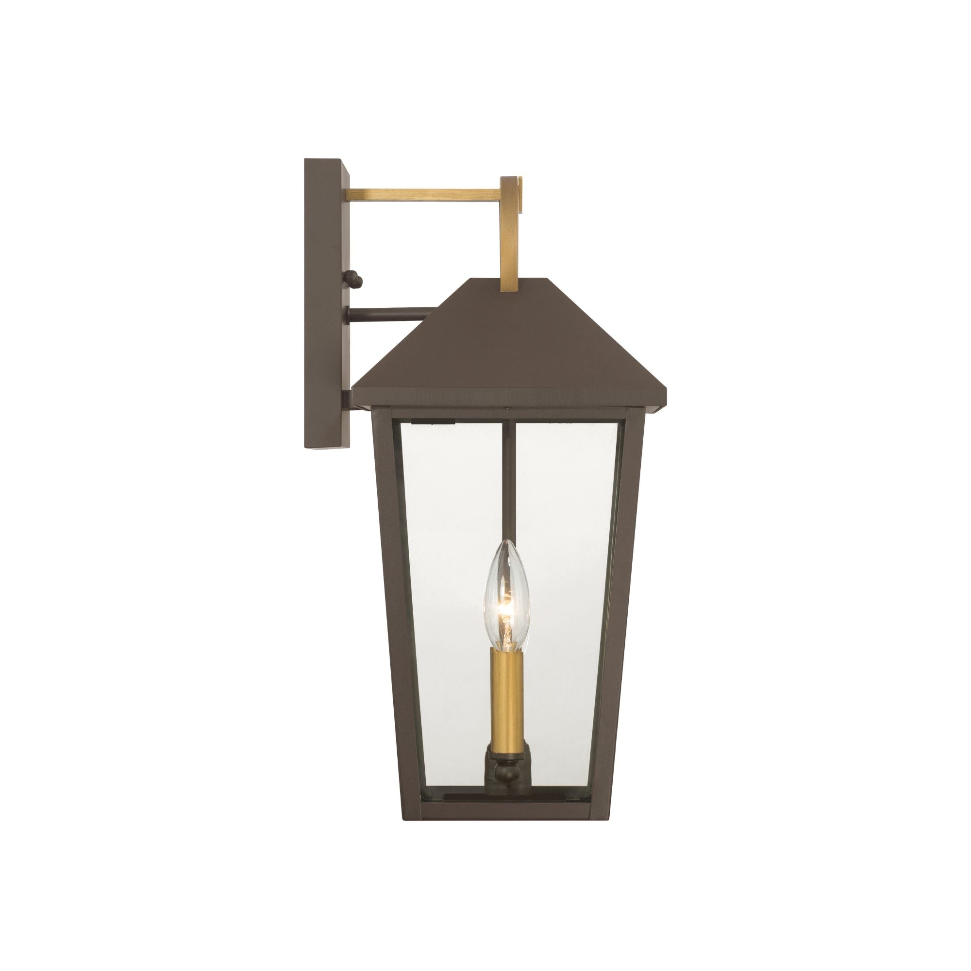 The Great Outdoors Bayra 17 in. 2-Light Outdoor Sconce, Painted Legacy Brass & Dark Bronze