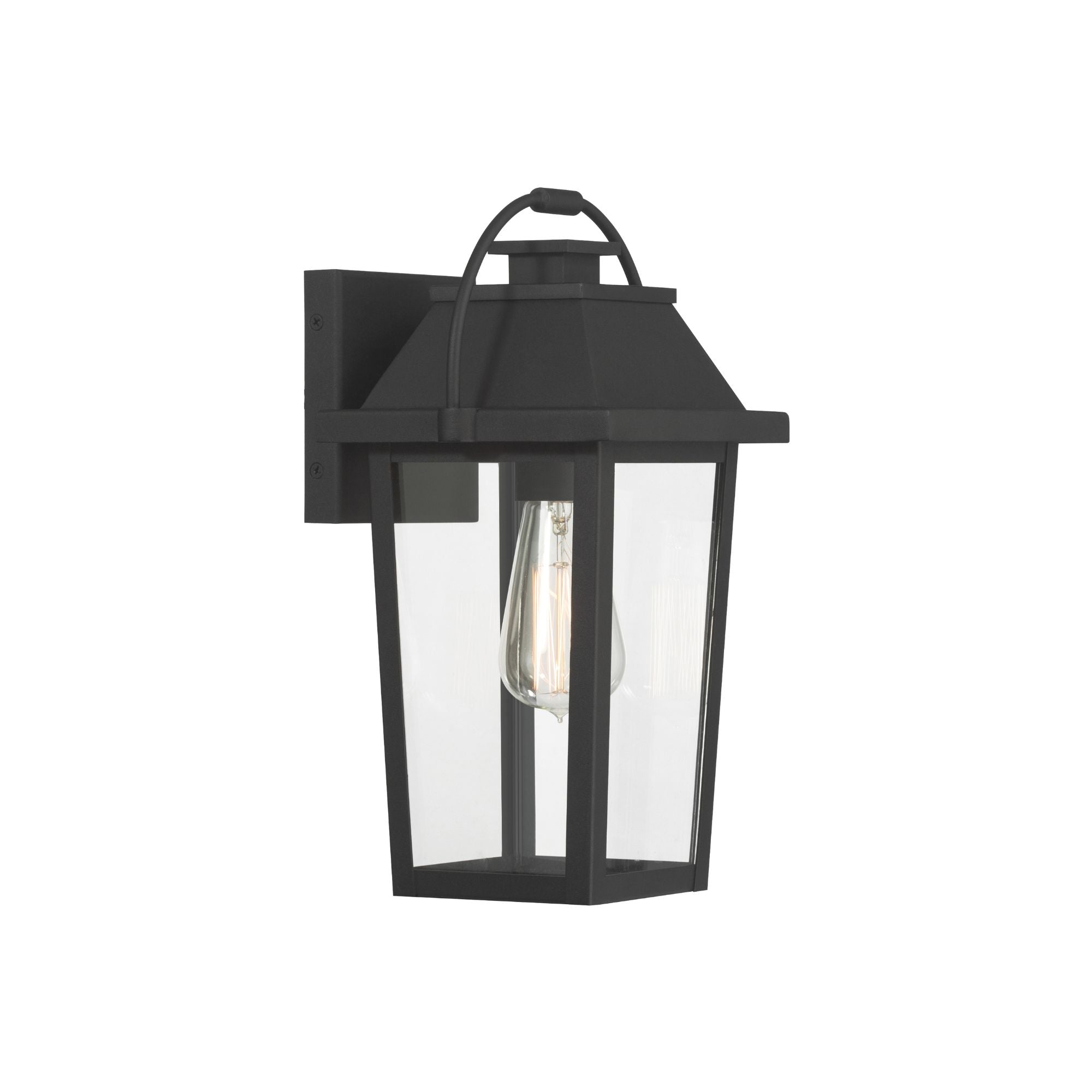 The Great Outdoors Branwyn 13 in. Outdoor Wall Lantern, Sand Coal Black with Clear Glass