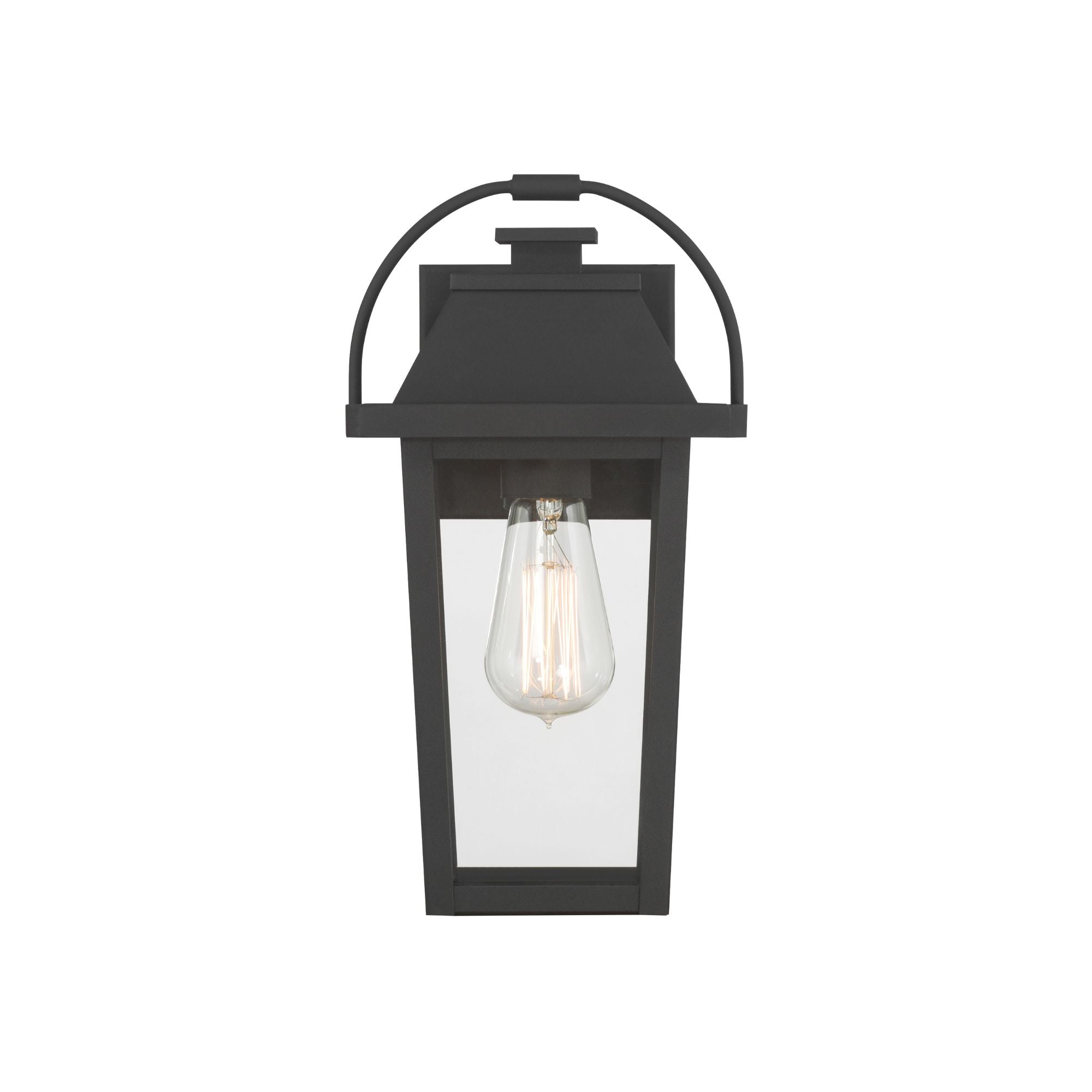 The Great Outdoors Branwyn 13 in. Outdoor Wall Lantern, Sand Coal Black with Clear Glass