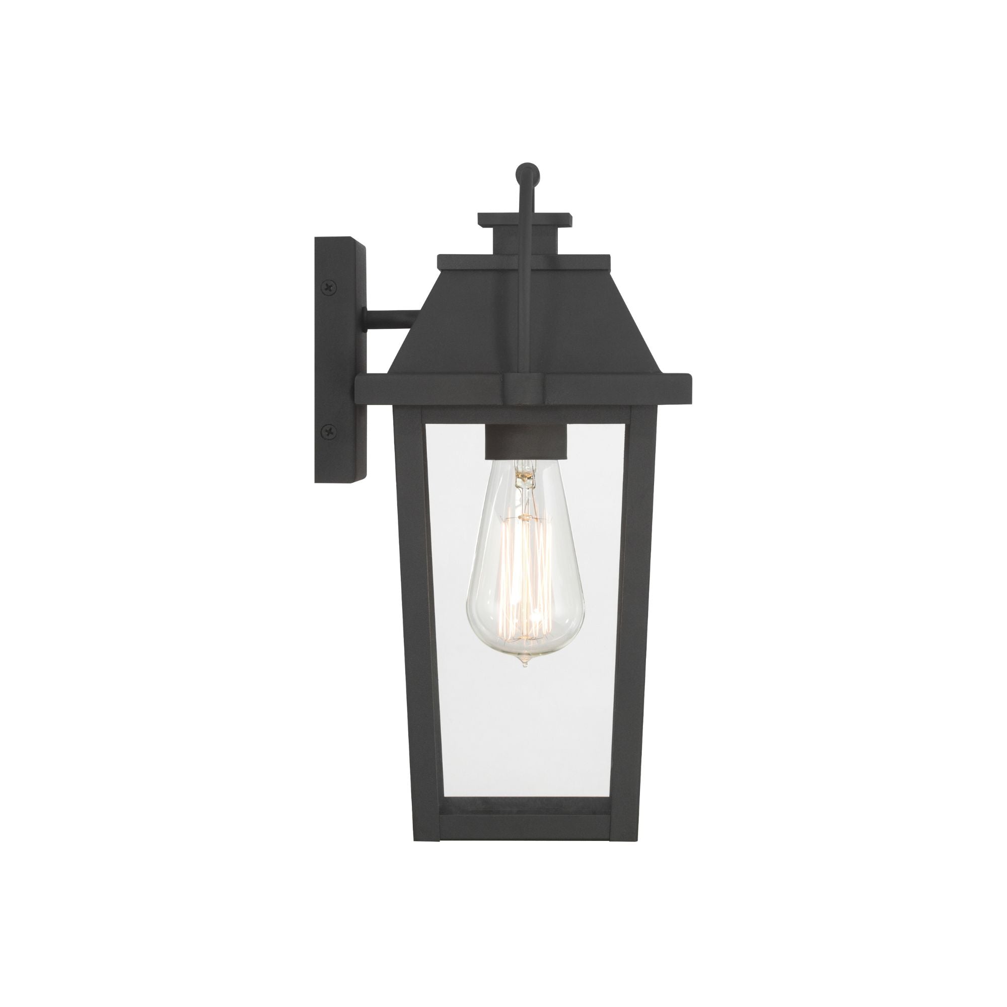 The Great Outdoors Branwyn 13 in. Outdoor Wall Lantern, Sand Coal Black with Clear Glass