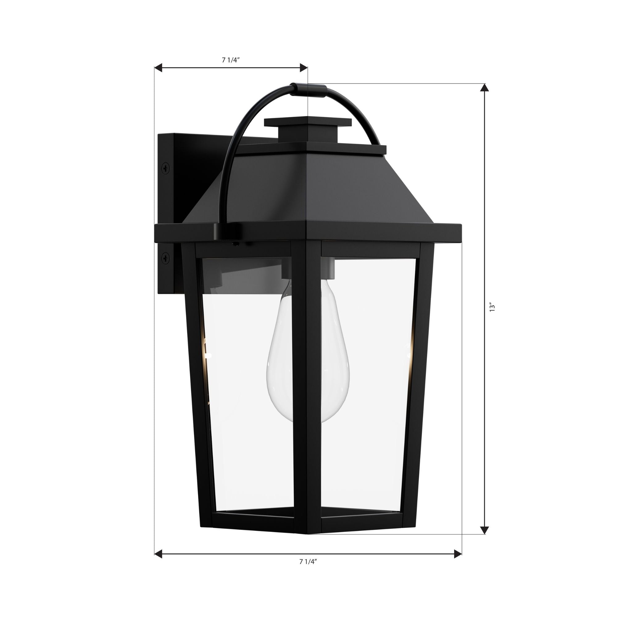 The Great Outdoors Branwyn 13 in. Outdoor Wall Lantern, Sand Coal Black with Clear Glass