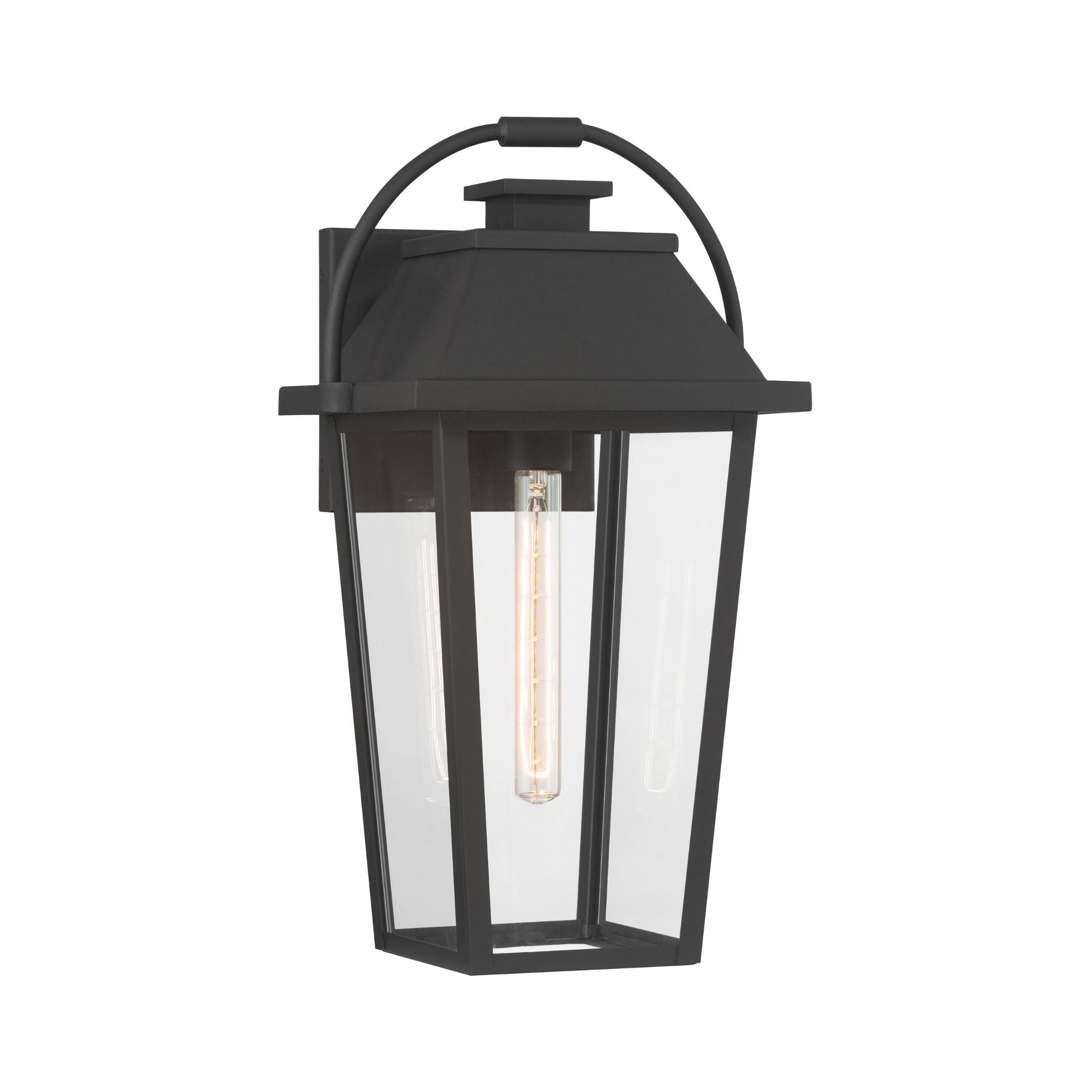 The Great Outdoors Branwyn 20 in. Outdoor Wall Lantern, Sand Coal Black with Clear Glass