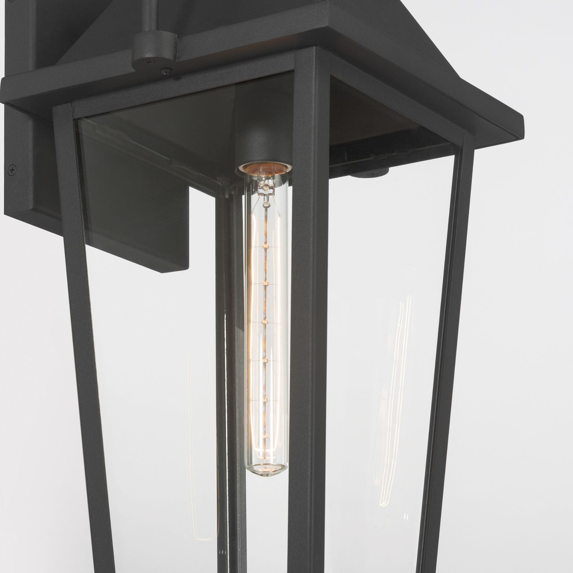 The Great Outdoors Branwyn 20 in. Outdoor Wall Lantern, Sand Coal Black with Clear Glass