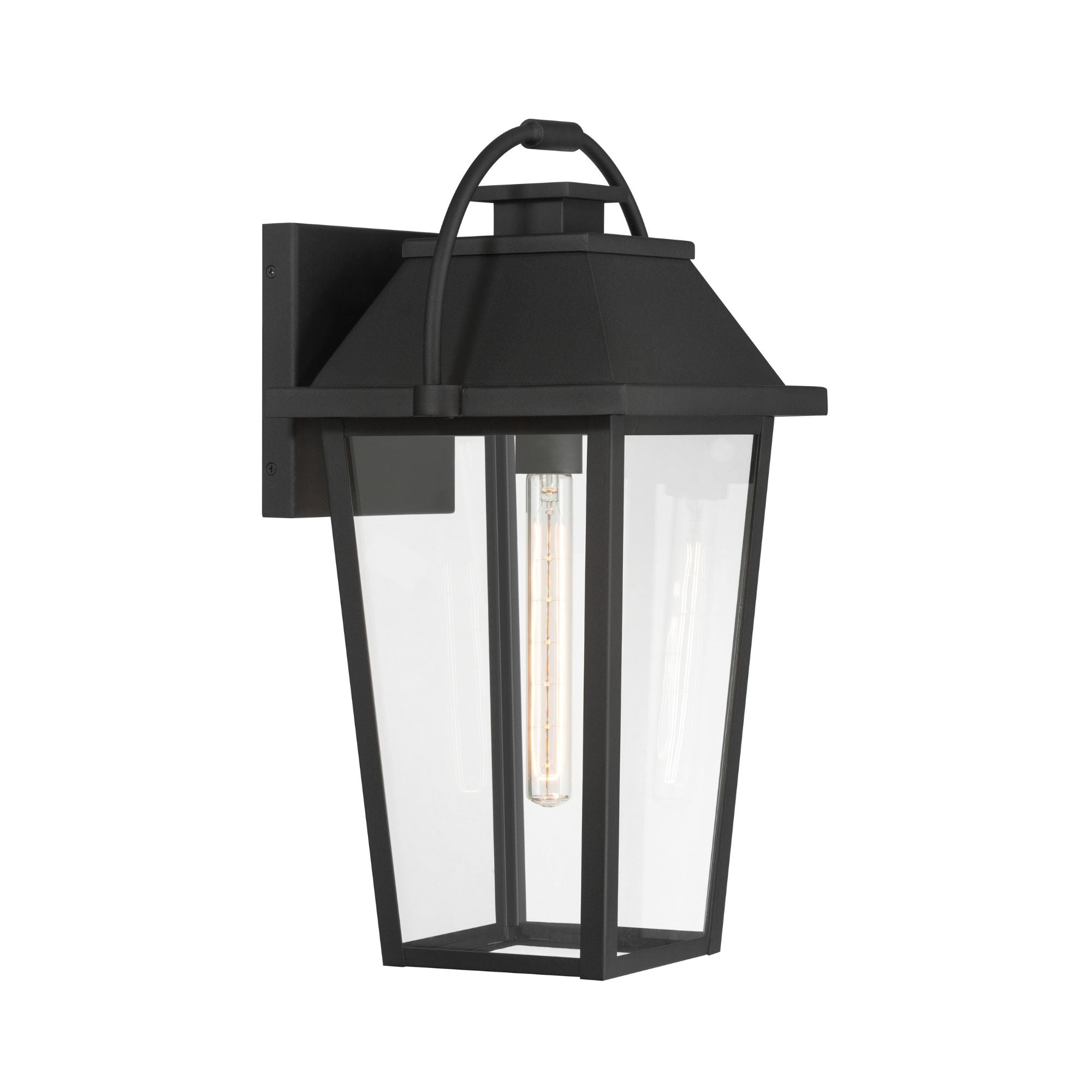 The Great Outdoors Branwyn 20 in. Outdoor Wall Lantern, Sand Coal Black with Clear Glass