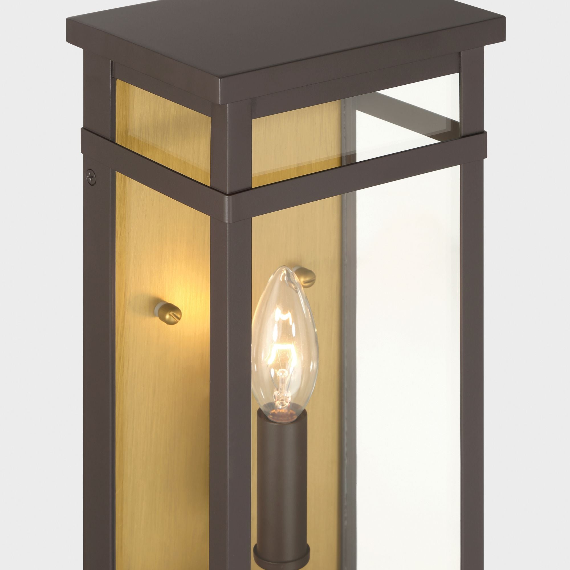 The Great Outdoors Briarlane 14.5 in. Outdoor Wall Sconce, Painted Legacy Brass with Clear Glass