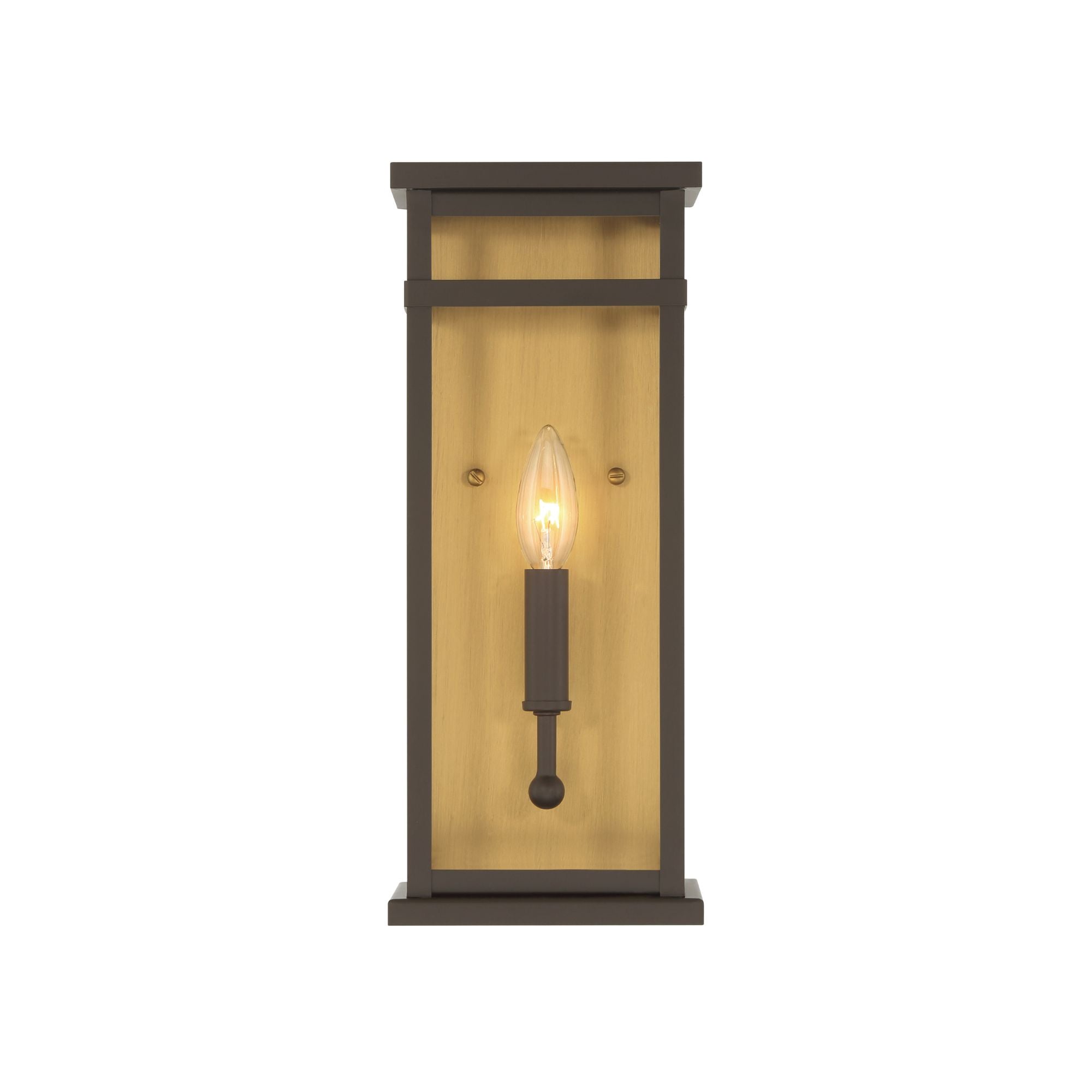 The Great Outdoors Briarlane 14.5 in. Outdoor Wall Sconce, Painted Legacy Brass with Clear Glass