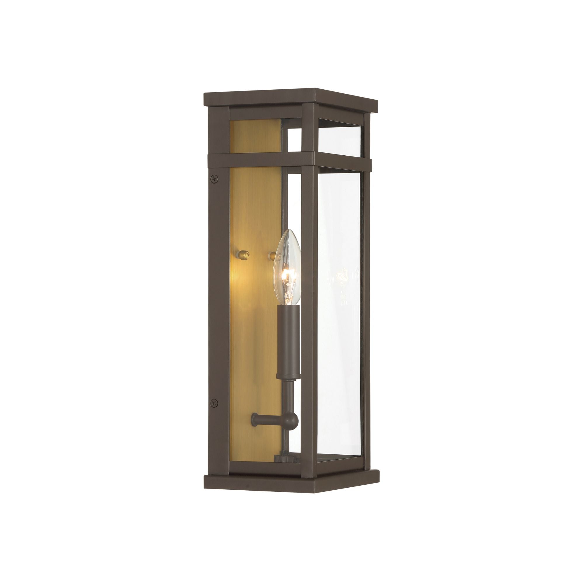 The Great Outdoors Briarlane 14.5 in. Outdoor Wall Sconce, Painted Legacy Brass with Clear Glass