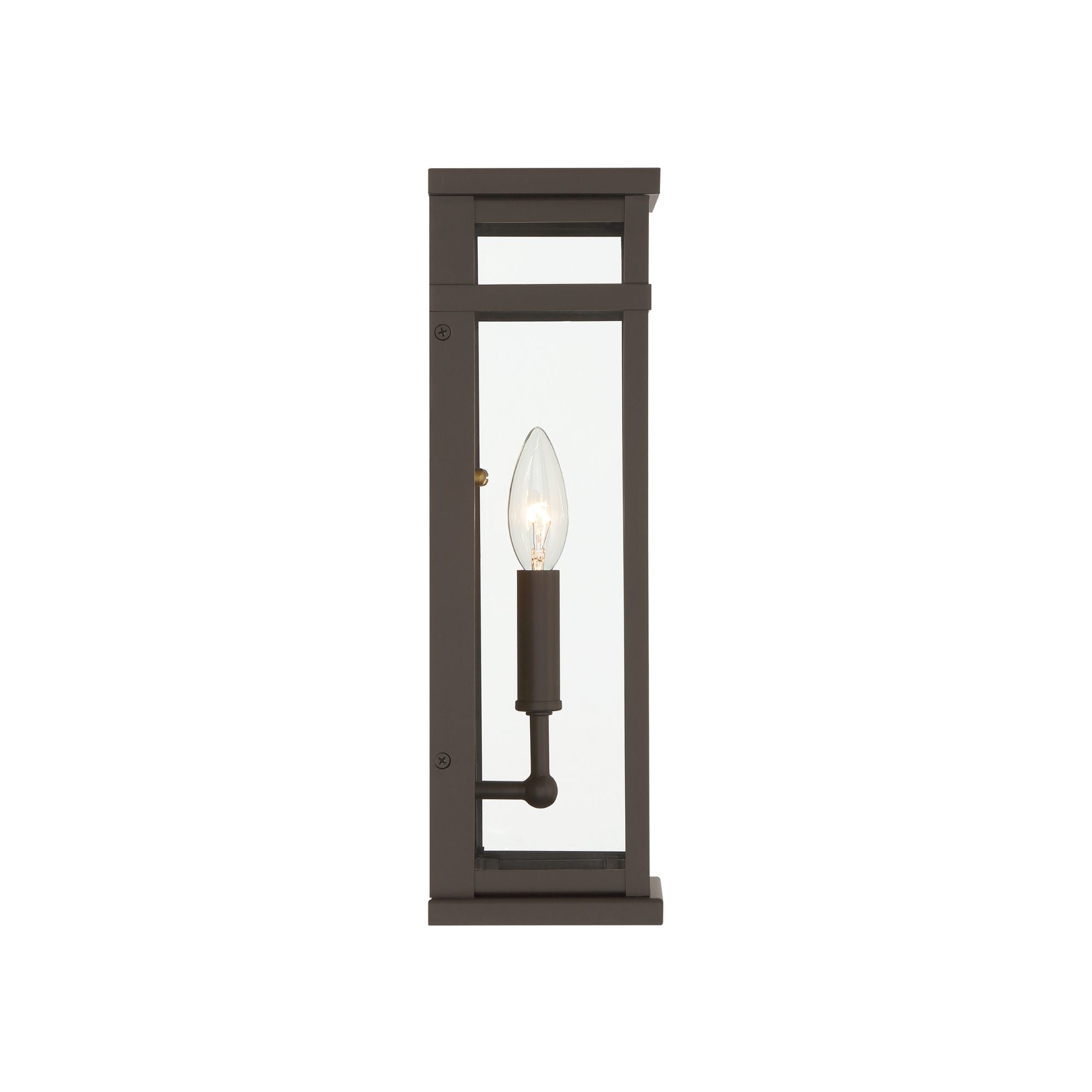 The Great Outdoors Briarlane 14.5 in. Outdoor Wall Sconce, Painted Legacy Brass with Clear Glass