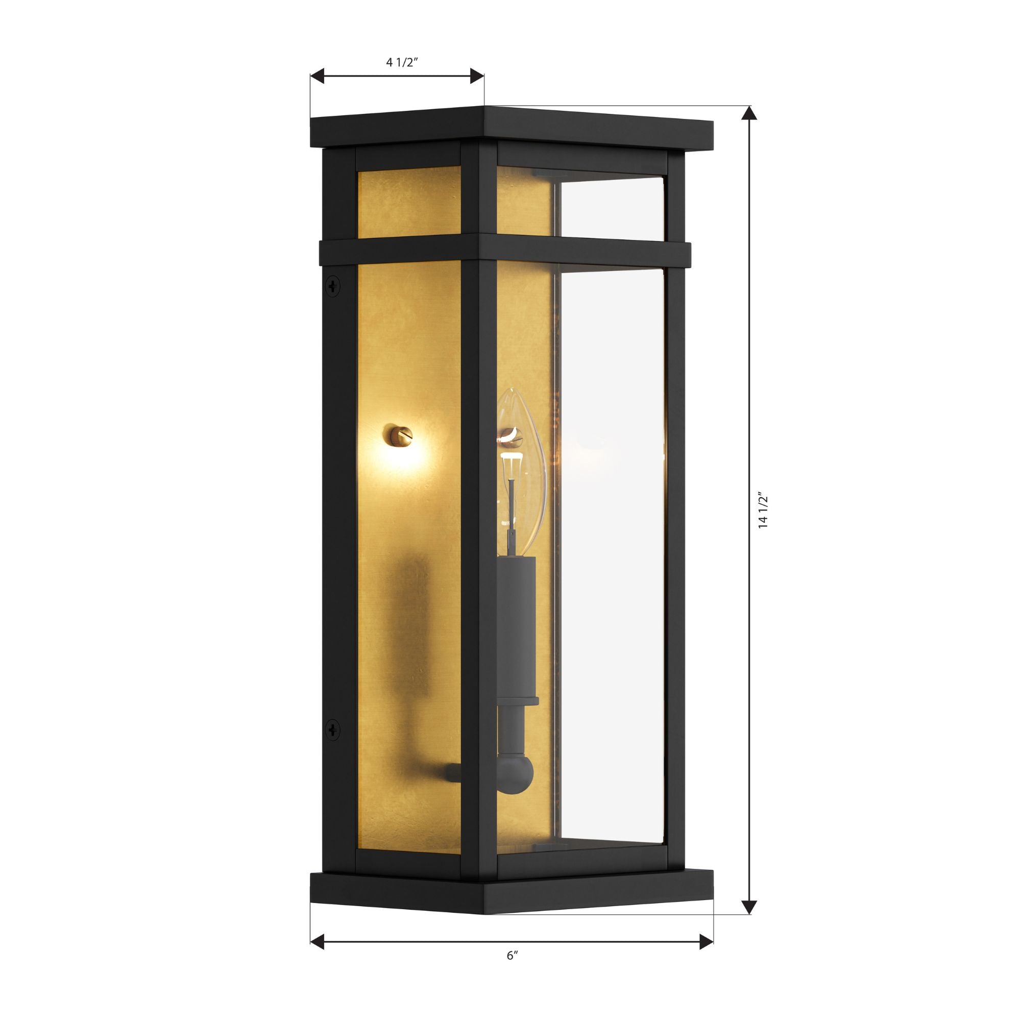 The Great Outdoors Briarlane 14.5 in. Outdoor Wall Sconce, Painted Legacy Brass with Clear Glass