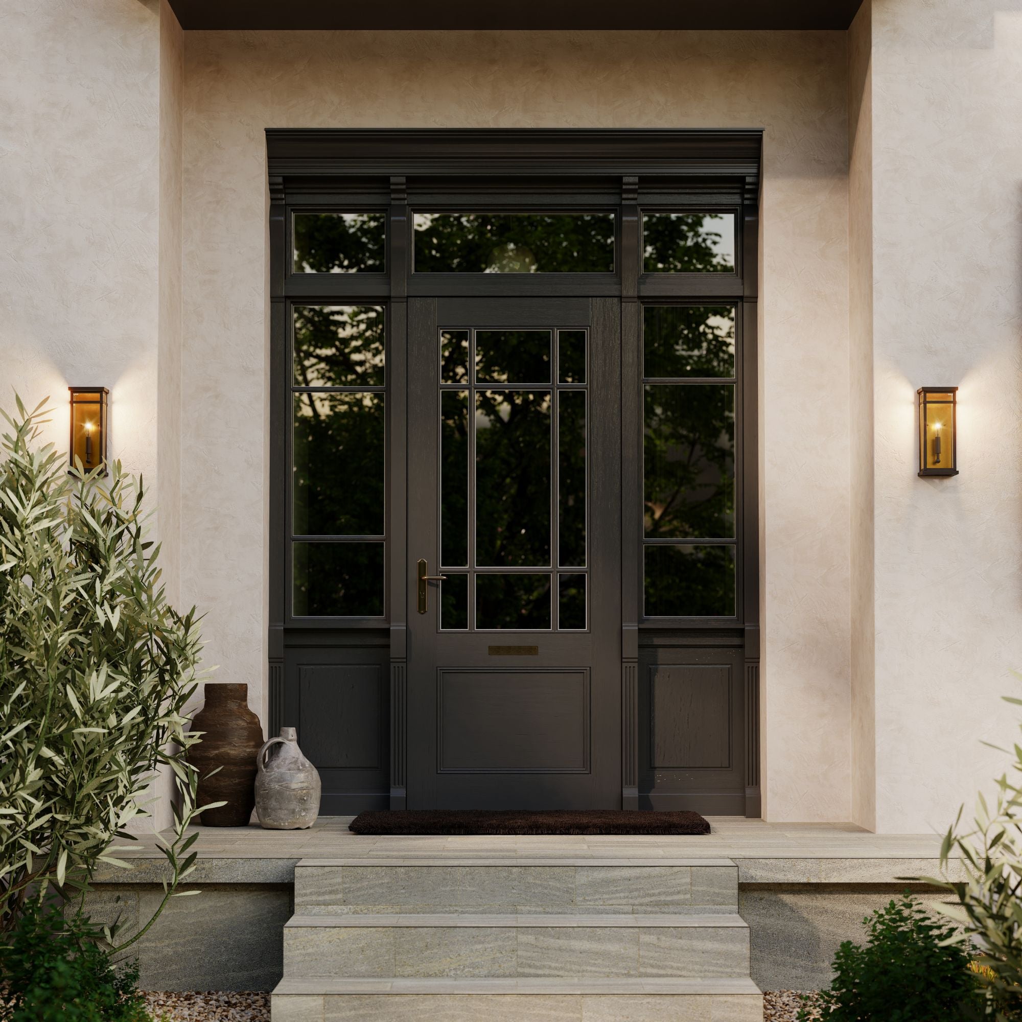 The Great Outdoors Briarlane 14.5 in. Outdoor Wall Sconce, Painted Legacy Brass with Clear Glass