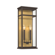 The Great Outdoors Briarlane 20 in. 2-Light Outdoor Wall Sconce, Painted Legacy Brass & Dark Bronze with Clear Glass