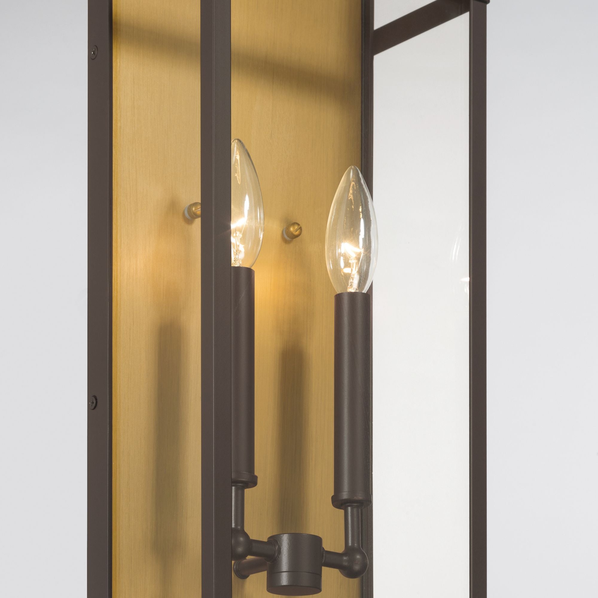The Great Outdoors Briarlane 20 in. 2-Light Outdoor Wall Sconce, Painted Legacy Brass & Dark Bronze with Clear Glass